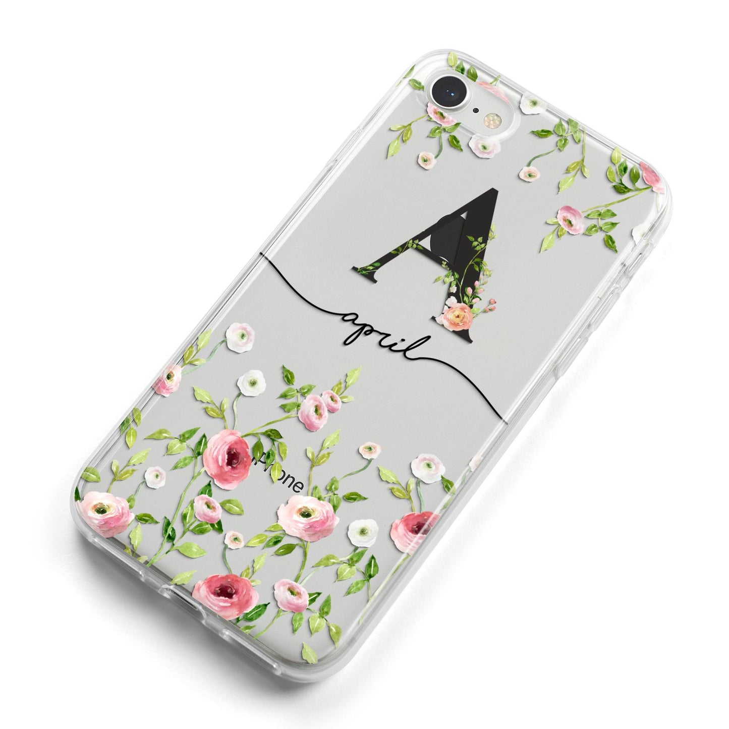 Personalised Floral Initial iPhone 8 Bumper Case on Silver iPhone Alternative Image