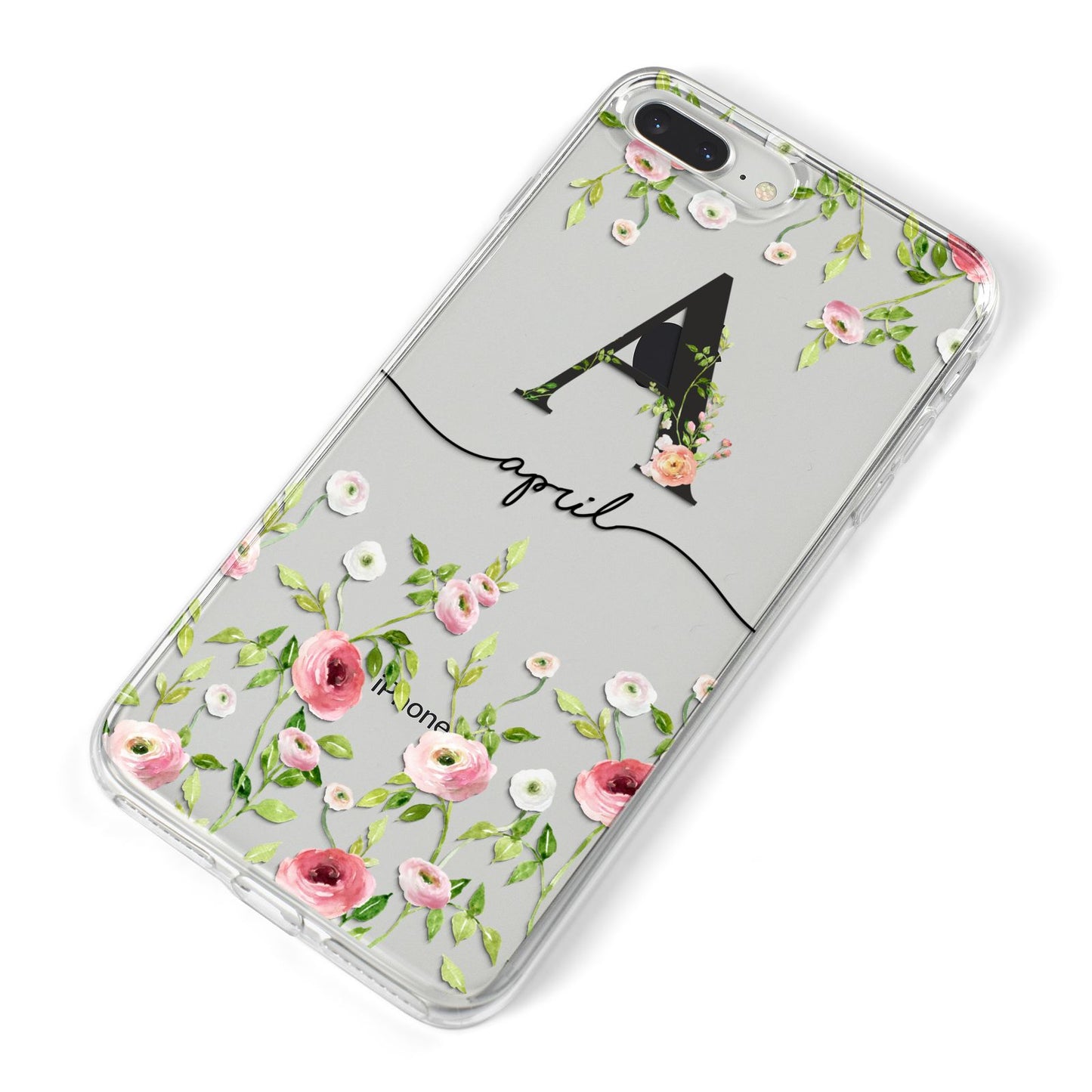 Personalised Floral Initial iPhone 8 Plus Bumper Case on Silver iPhone Alternative Image