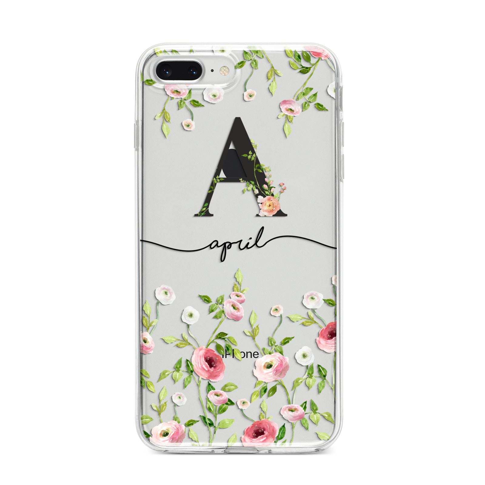 Personalised Floral Initial iPhone 8 Plus Bumper Case on Silver iPhone