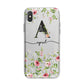 Personalised Floral Initial iPhone X Bumper Case on Silver iPhone Alternative Image 1