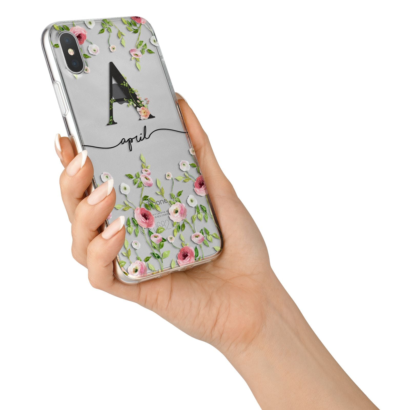 Personalised Floral Initial iPhone X Bumper Case on Silver iPhone Alternative Image 2