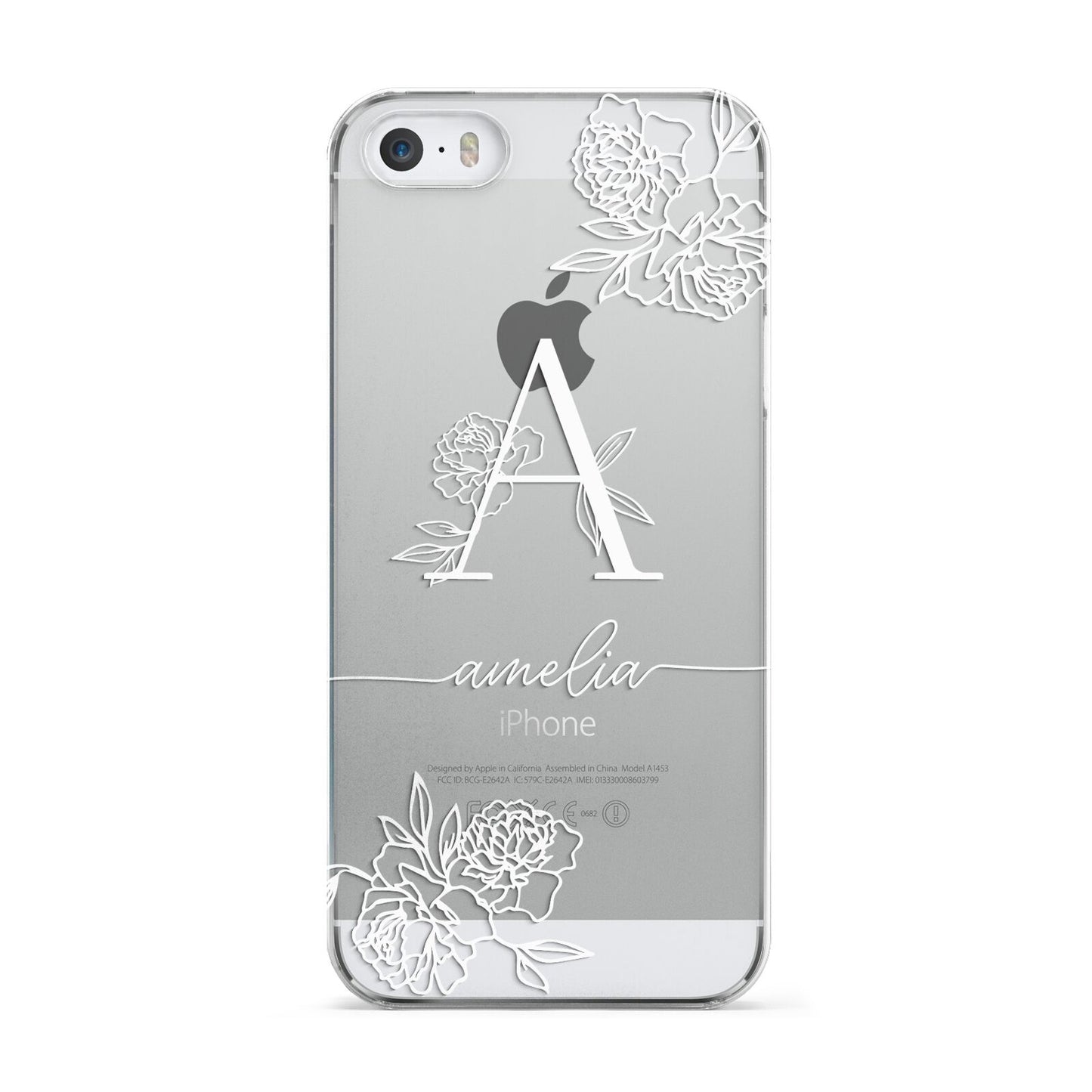 Personalised Floral Initial with Name Apple iPhone 5 Case