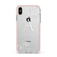 Personalised Floral Initial with Name Apple iPhone Xs Max Impact Case Pink Edge on Silver Phone