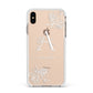 Personalised Floral Initial with Name Apple iPhone Xs Max Impact Case White Edge on Gold Phone