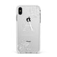 Personalised Floral Initial with Name Apple iPhone Xs Max Impact Case White Edge on Silver Phone