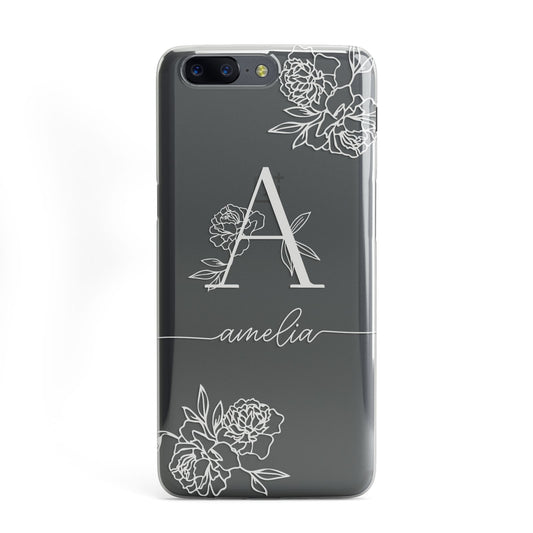 Personalised Floral Initial with Name OnePlus Case