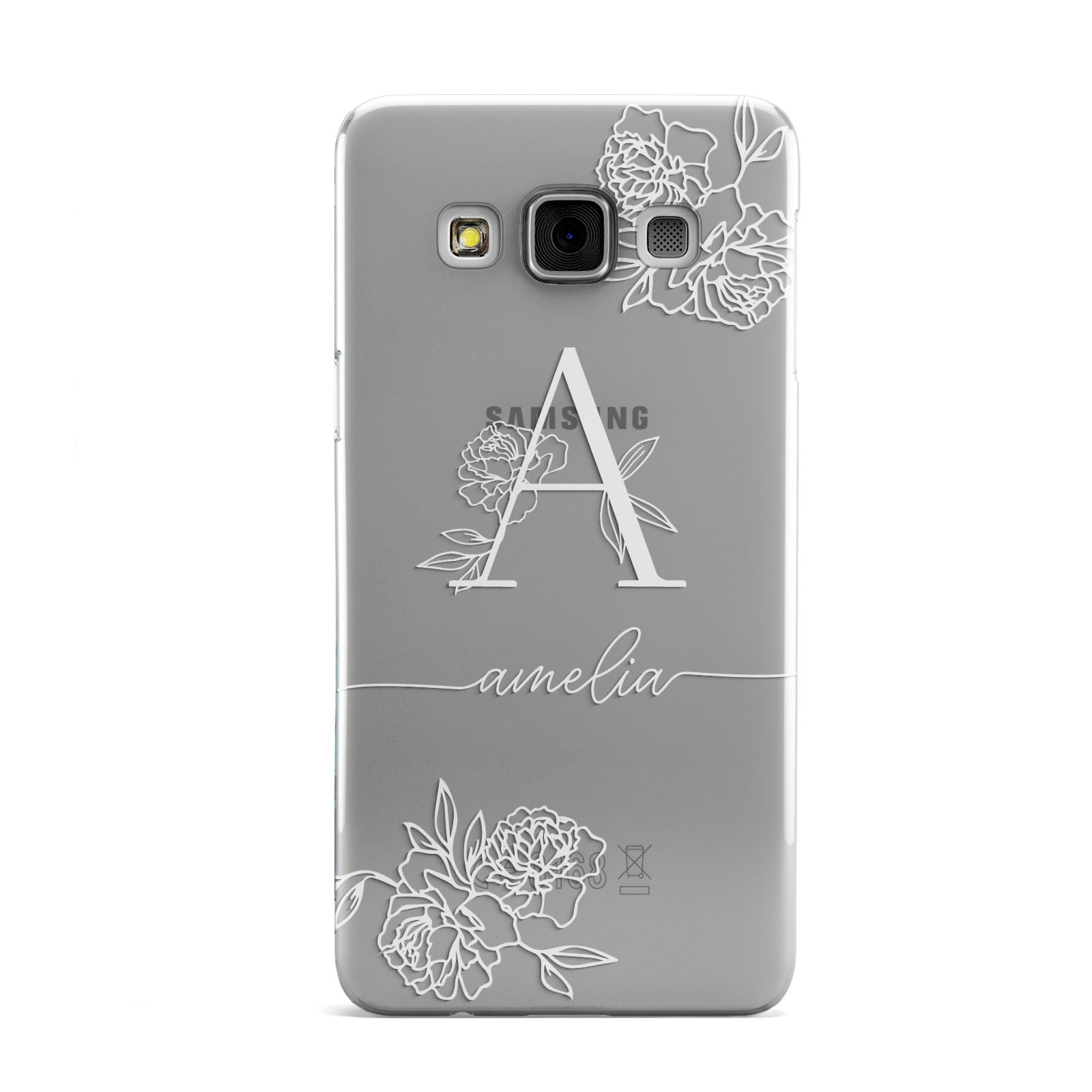 Personalised Floral Initial with Name Samsung Galaxy A3 Case