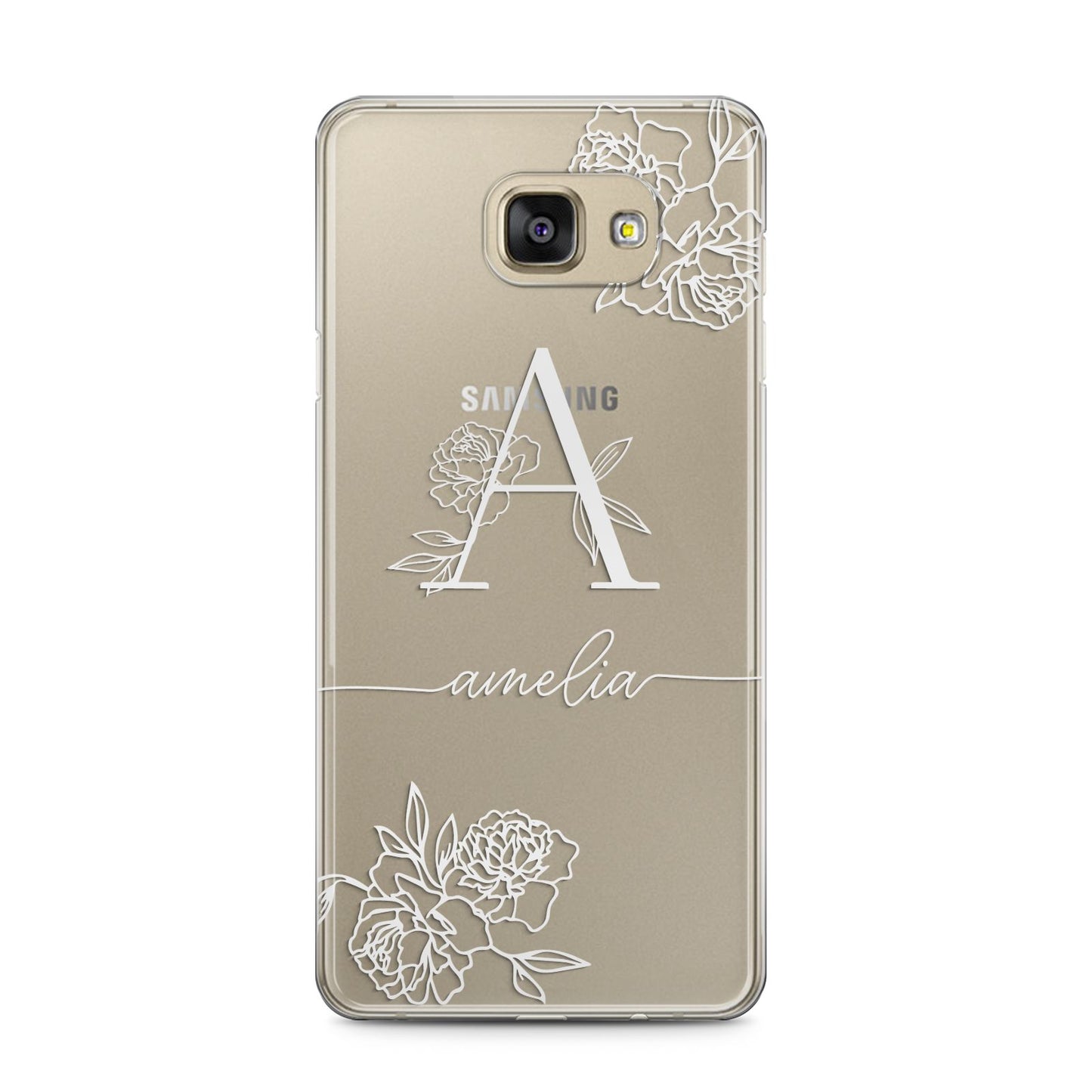 Personalised Floral Initial with Name Samsung Galaxy A5 2016 Case on gold phone