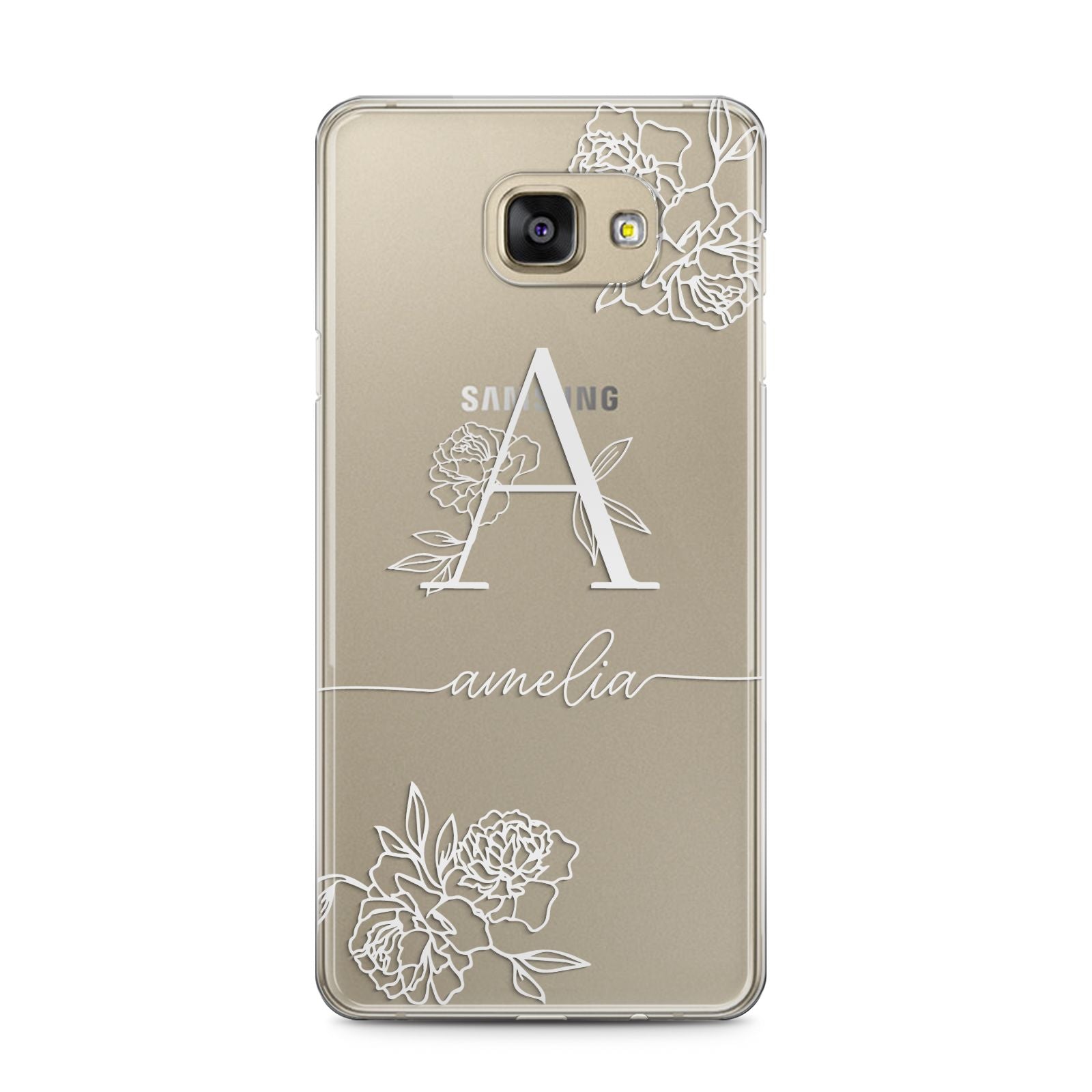 Personalised Floral Initial with Name Samsung Galaxy A5 2016 Case on gold phone