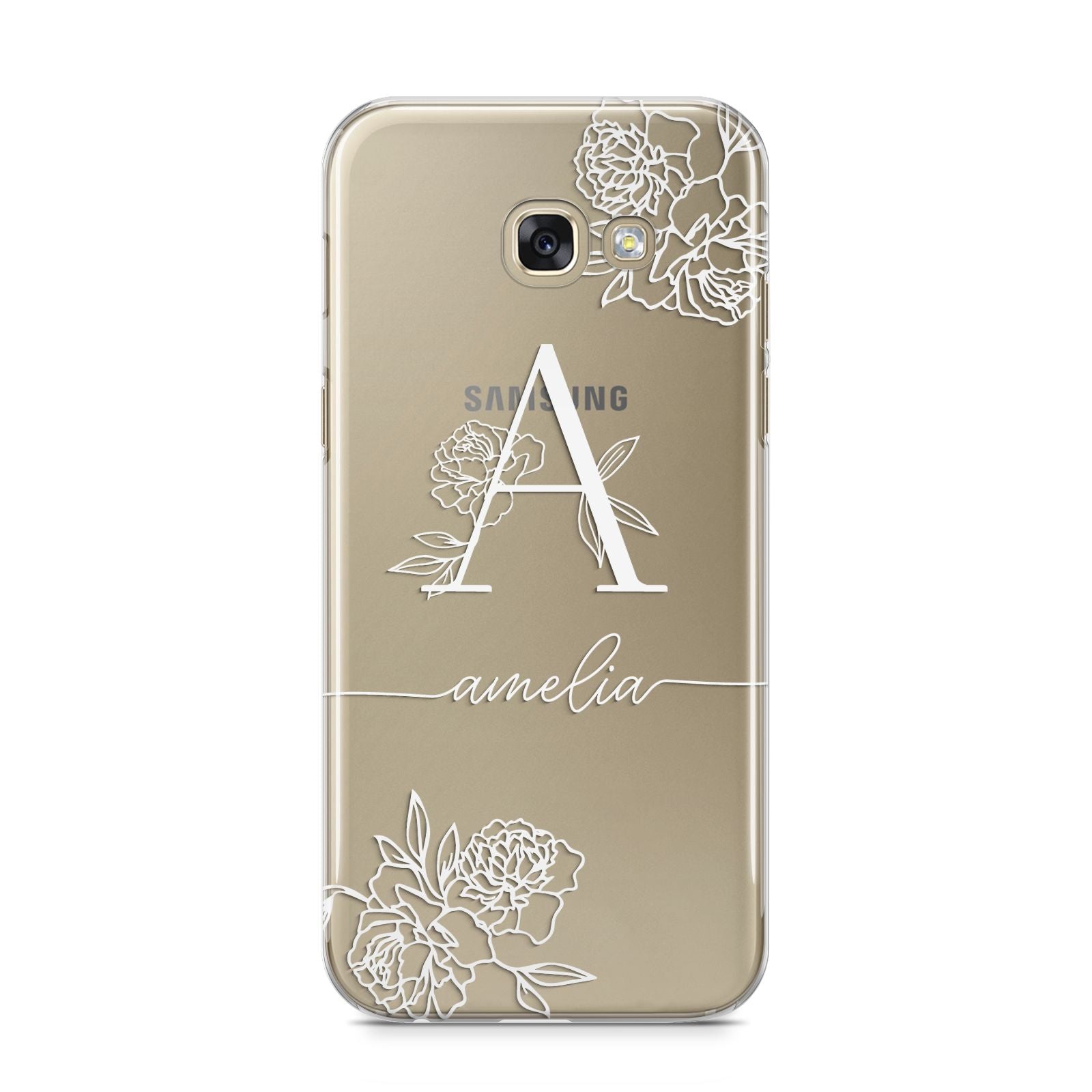 Personalised Floral Initial with Name Samsung Galaxy A5 2017 Case on gold phone