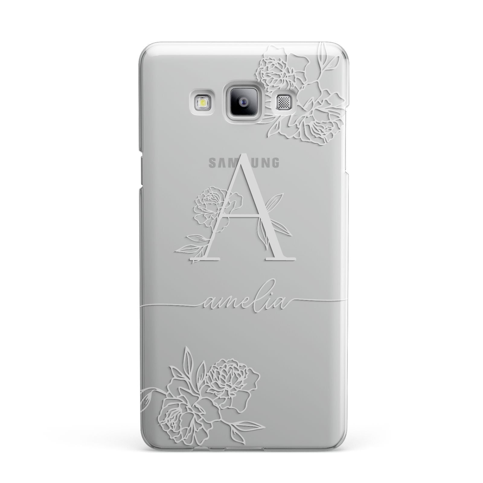 Personalised Floral Initial with Name Samsung Galaxy A7 2015 Case