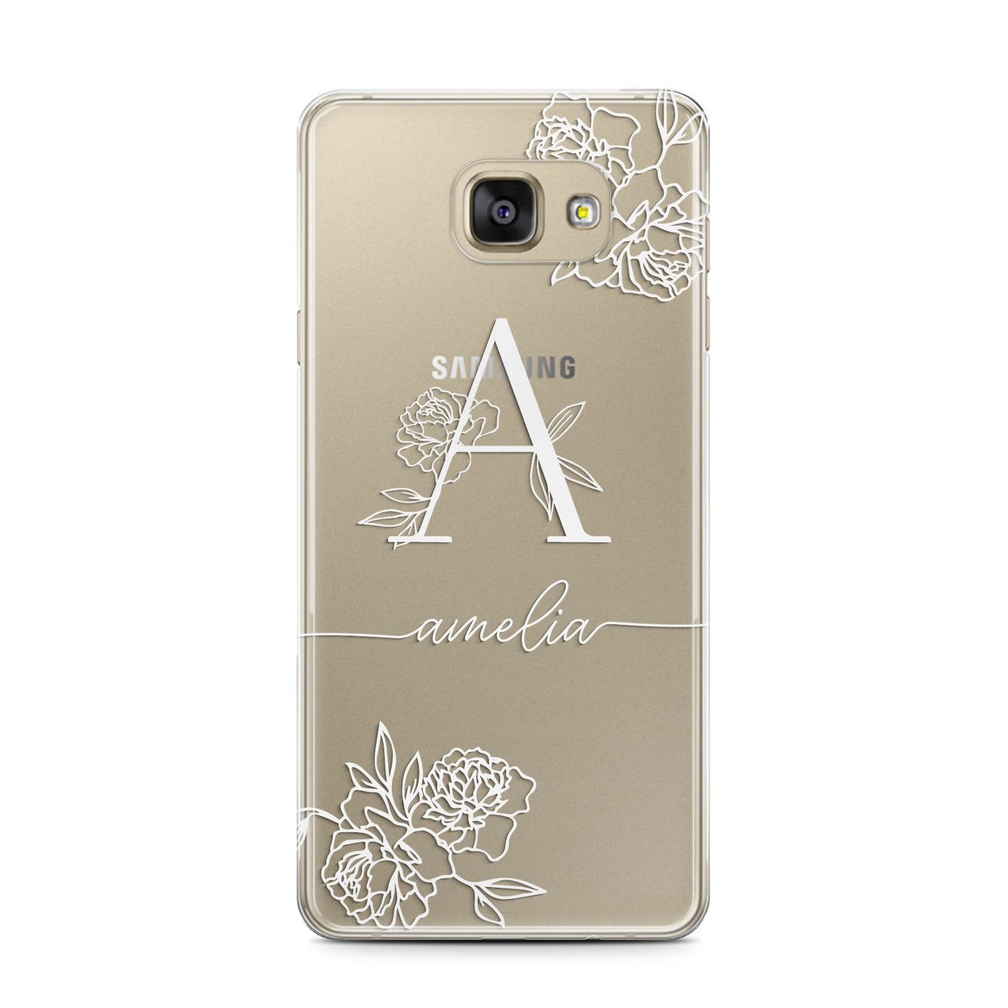 Personalised Floral Initial with Name Samsung Galaxy A7 2016 Case on gold phone
