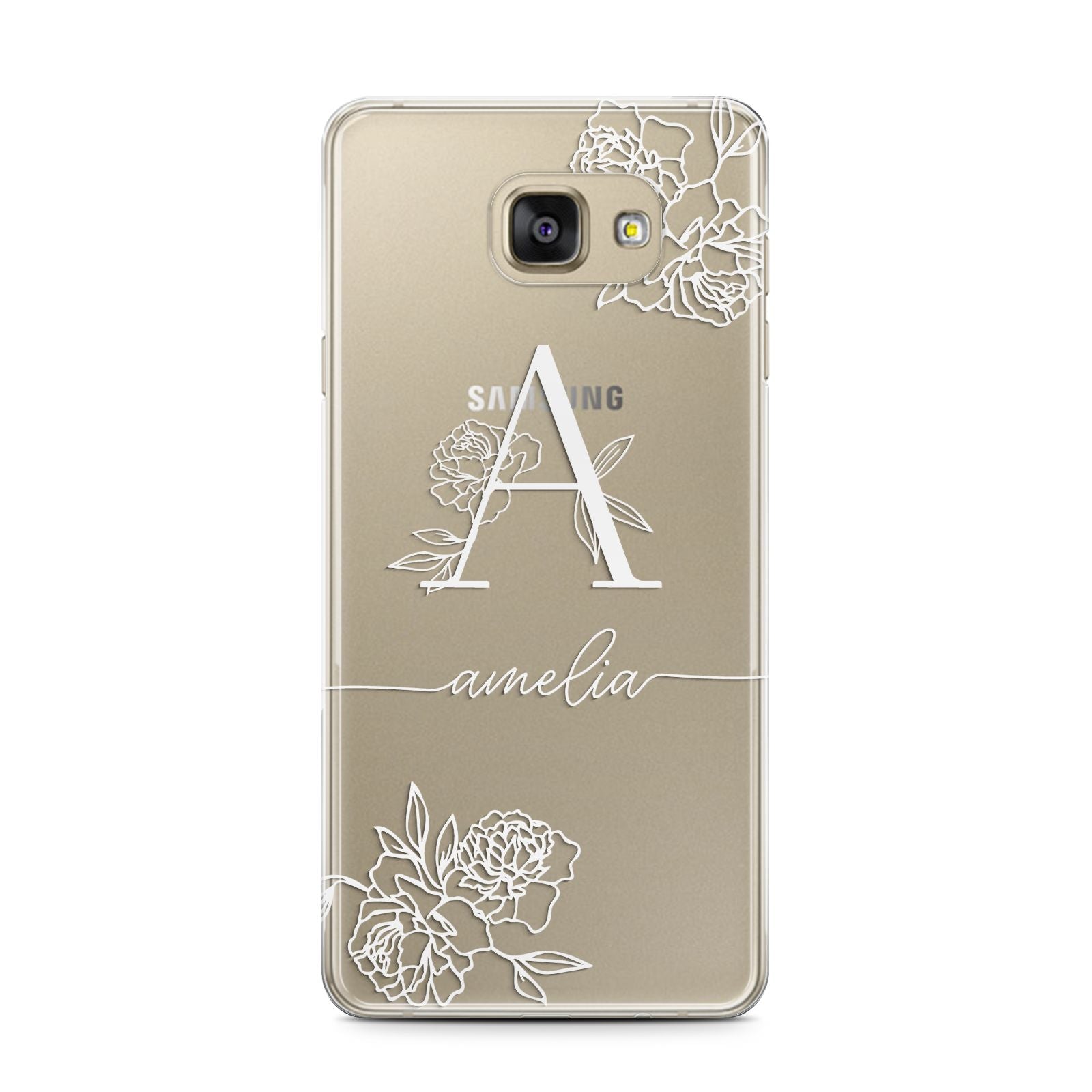 Personalised Floral Initial with Name Samsung Galaxy A7 2016 Case on gold phone