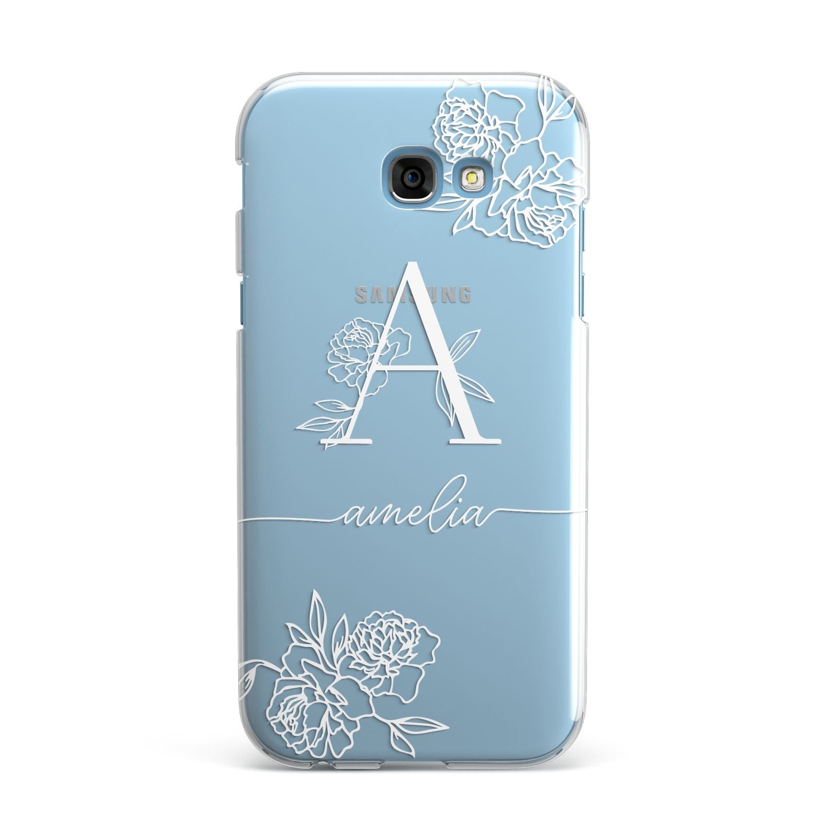 Personalised Floral Initial with Name Samsung Galaxy A7 2017 Case