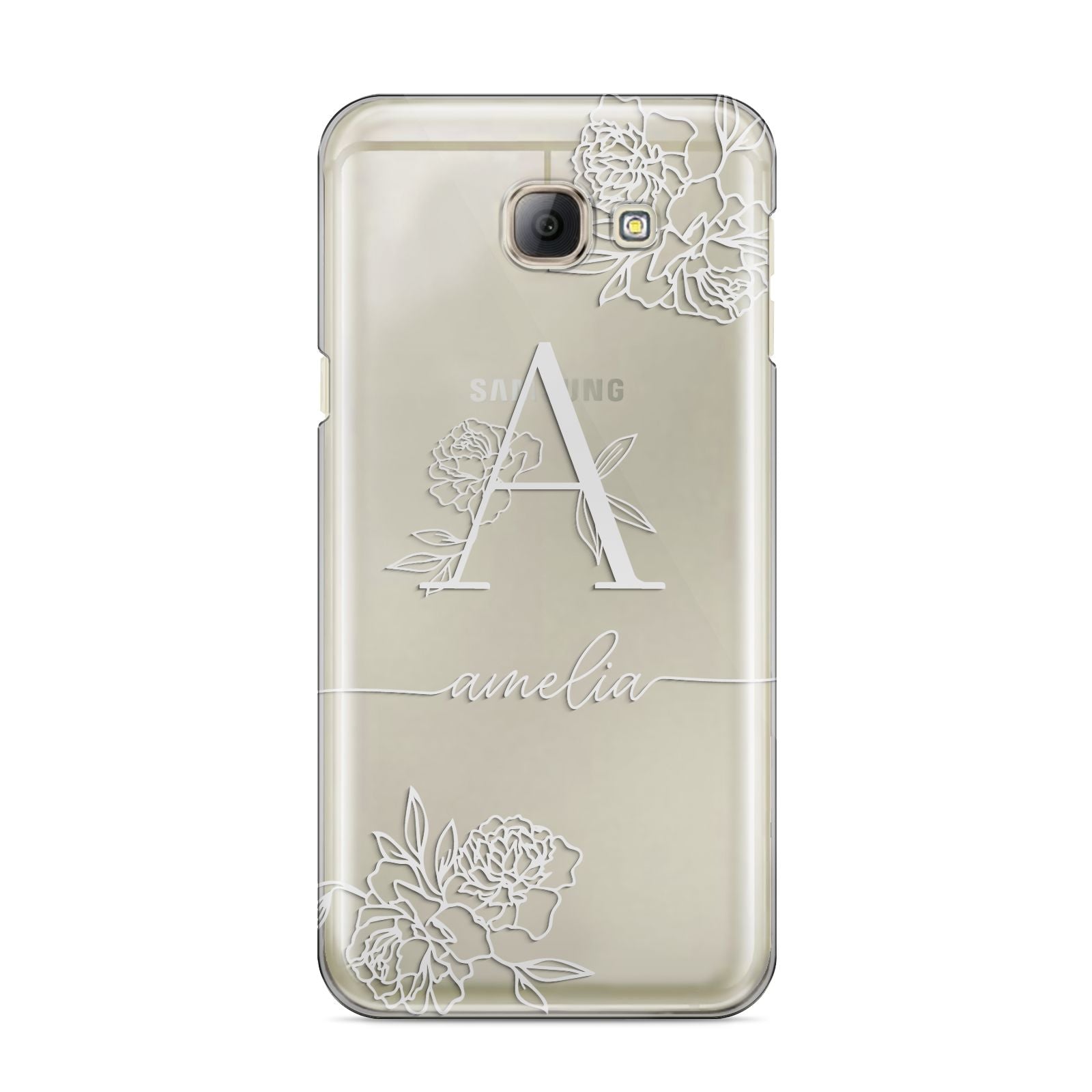 Personalised Floral Initial with Name Samsung Galaxy A8 2016 Case