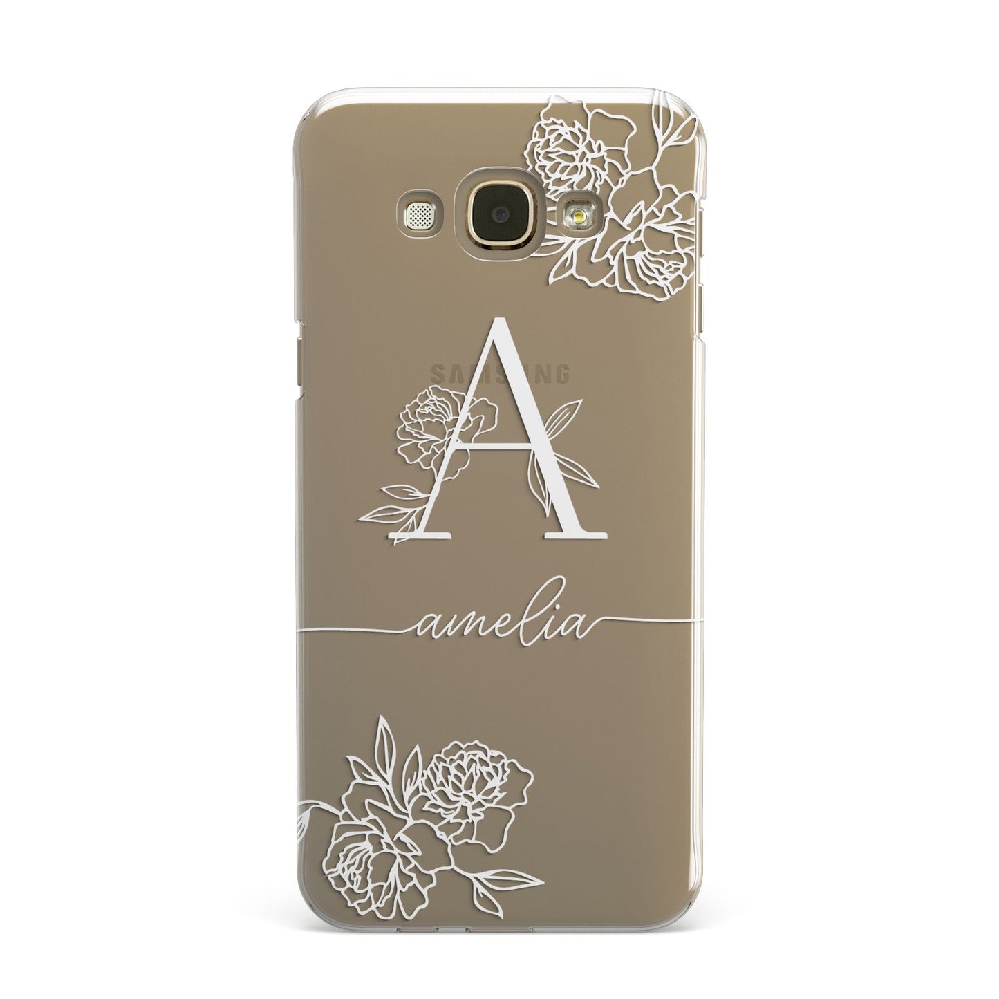Personalised Floral Initial with Name Samsung Galaxy A8 Case