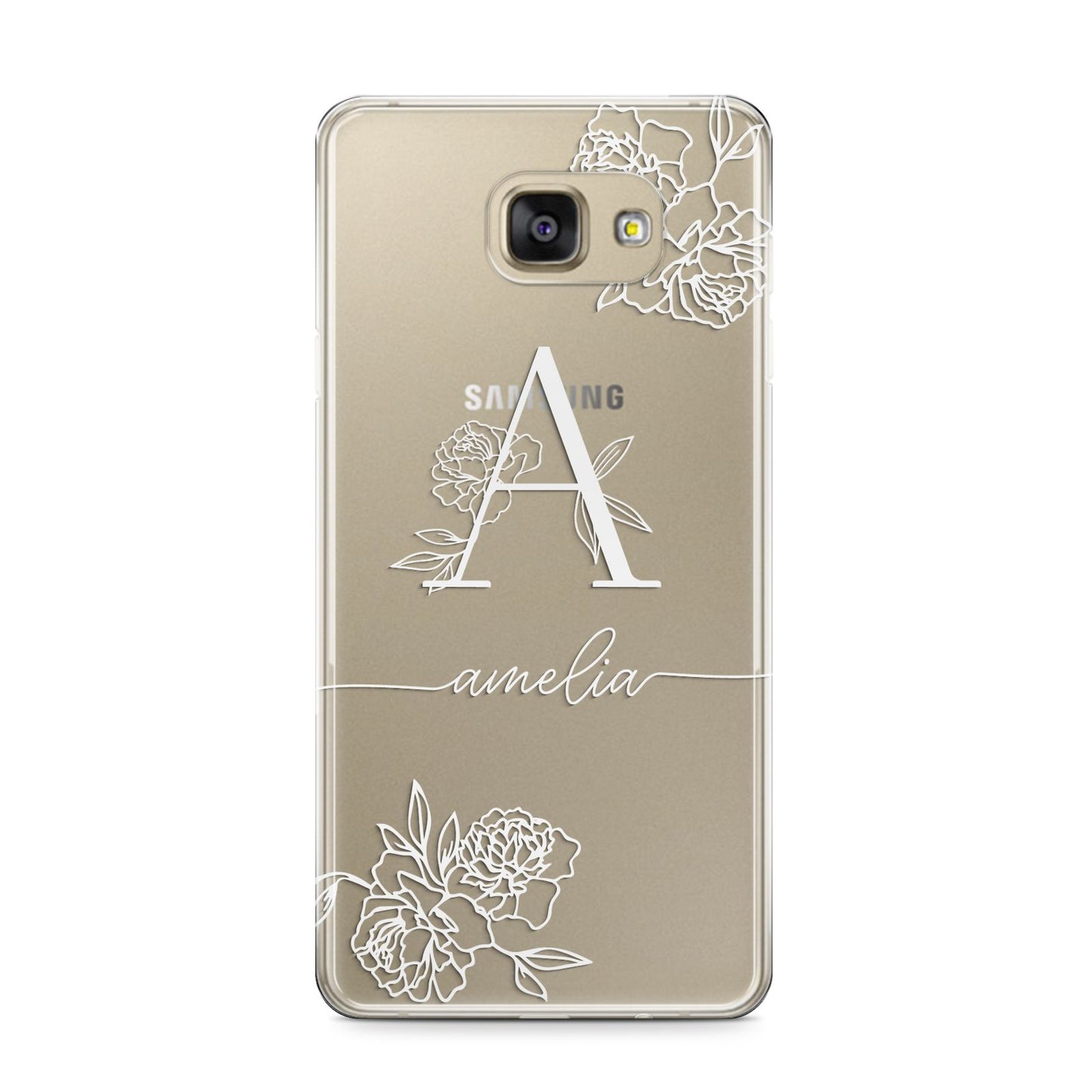 Personalised Floral Initial with Name Samsung Galaxy A9 2016 Case on gold phone