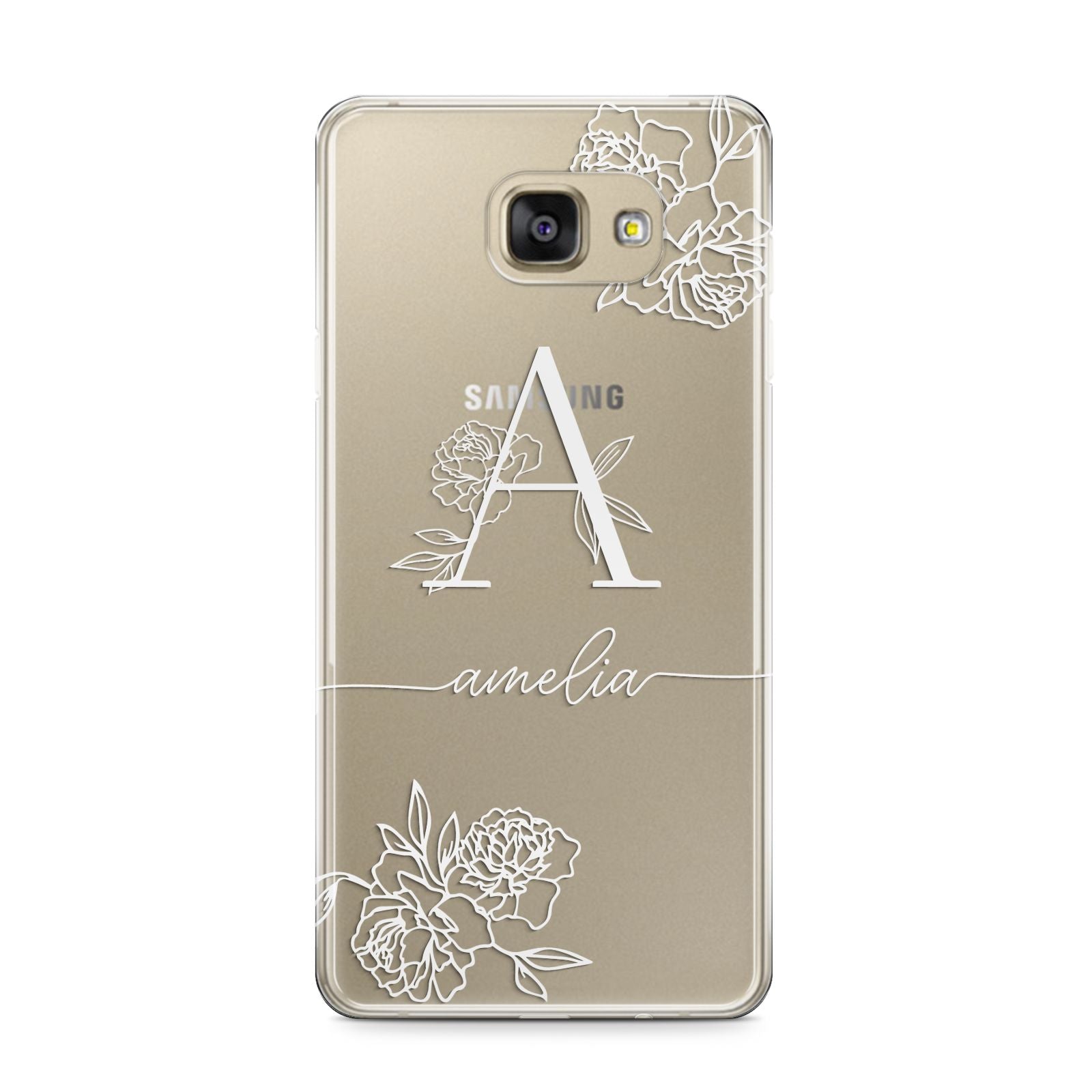 Personalised Floral Initial with Name Samsung Galaxy A9 2016 Case on gold phone