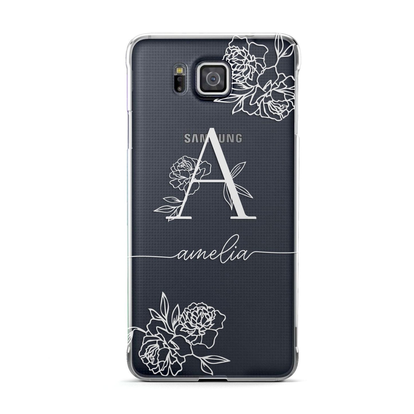 Personalised Floral Initial with Name Samsung Galaxy Alpha Case