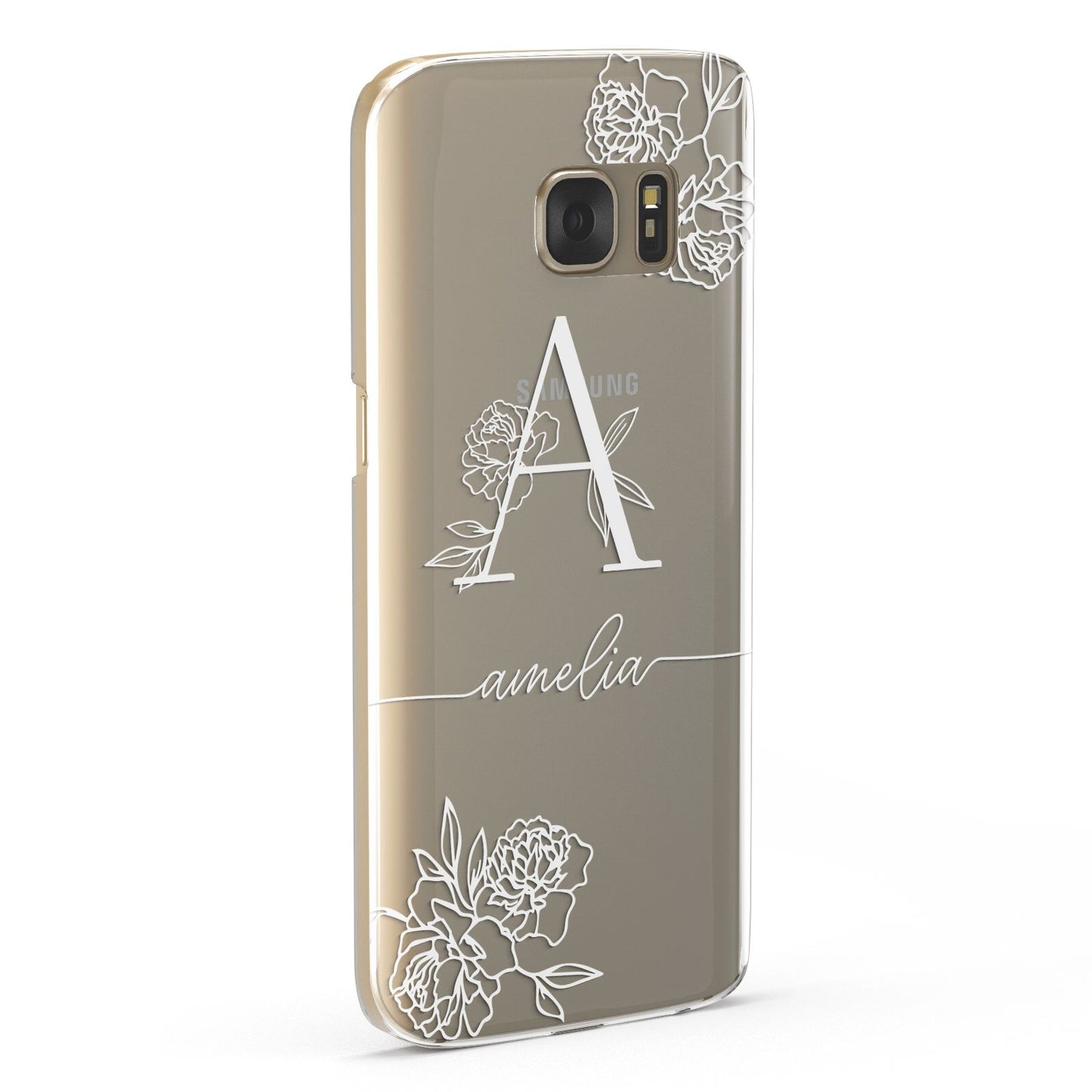Personalised Floral Initial with Name Samsung Galaxy Case Fourty Five Degrees