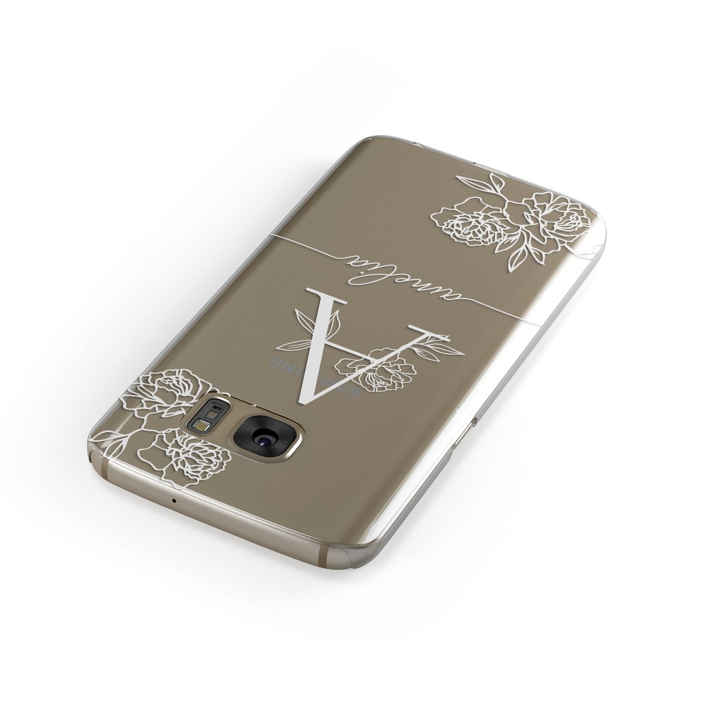 Personalised Floral Initial with Name Samsung Galaxy Case Front Close Up