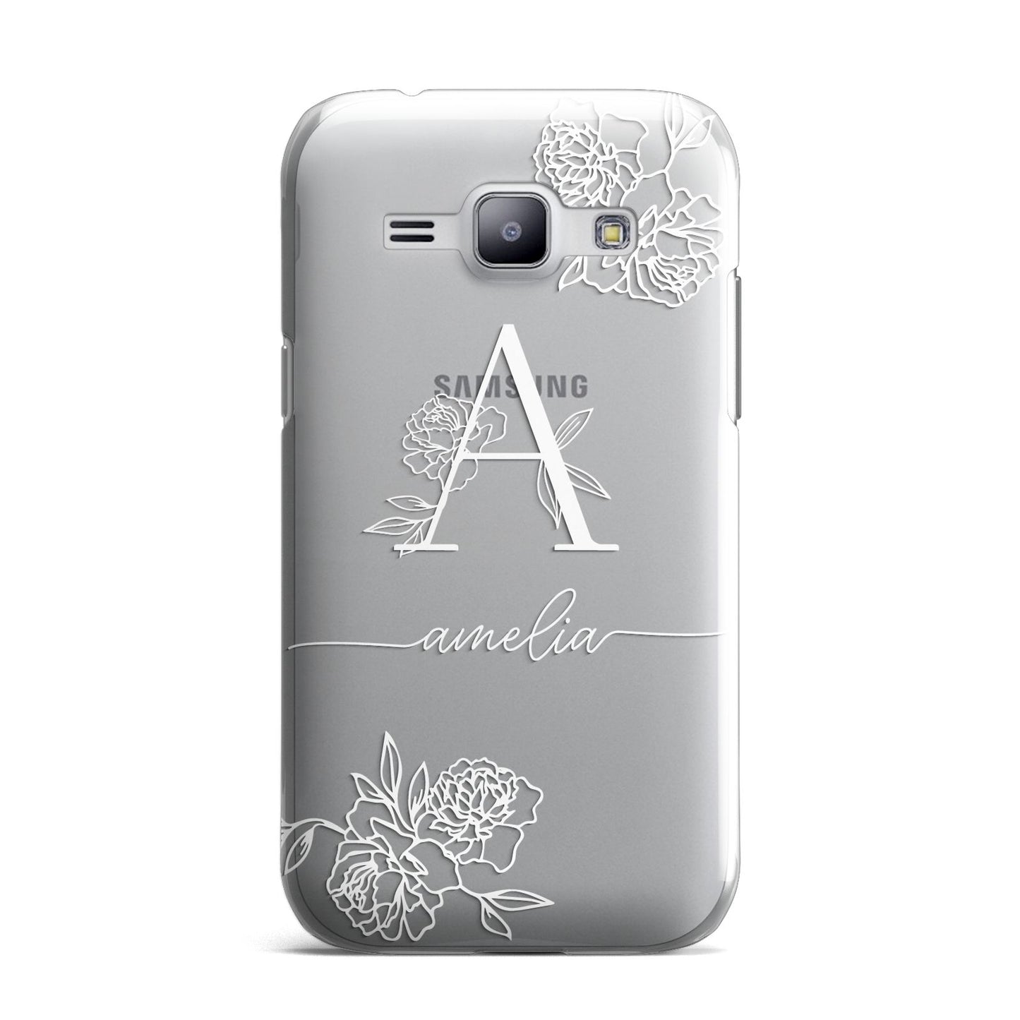 Personalised Floral Initial with Name Samsung Galaxy J1 2015 Case