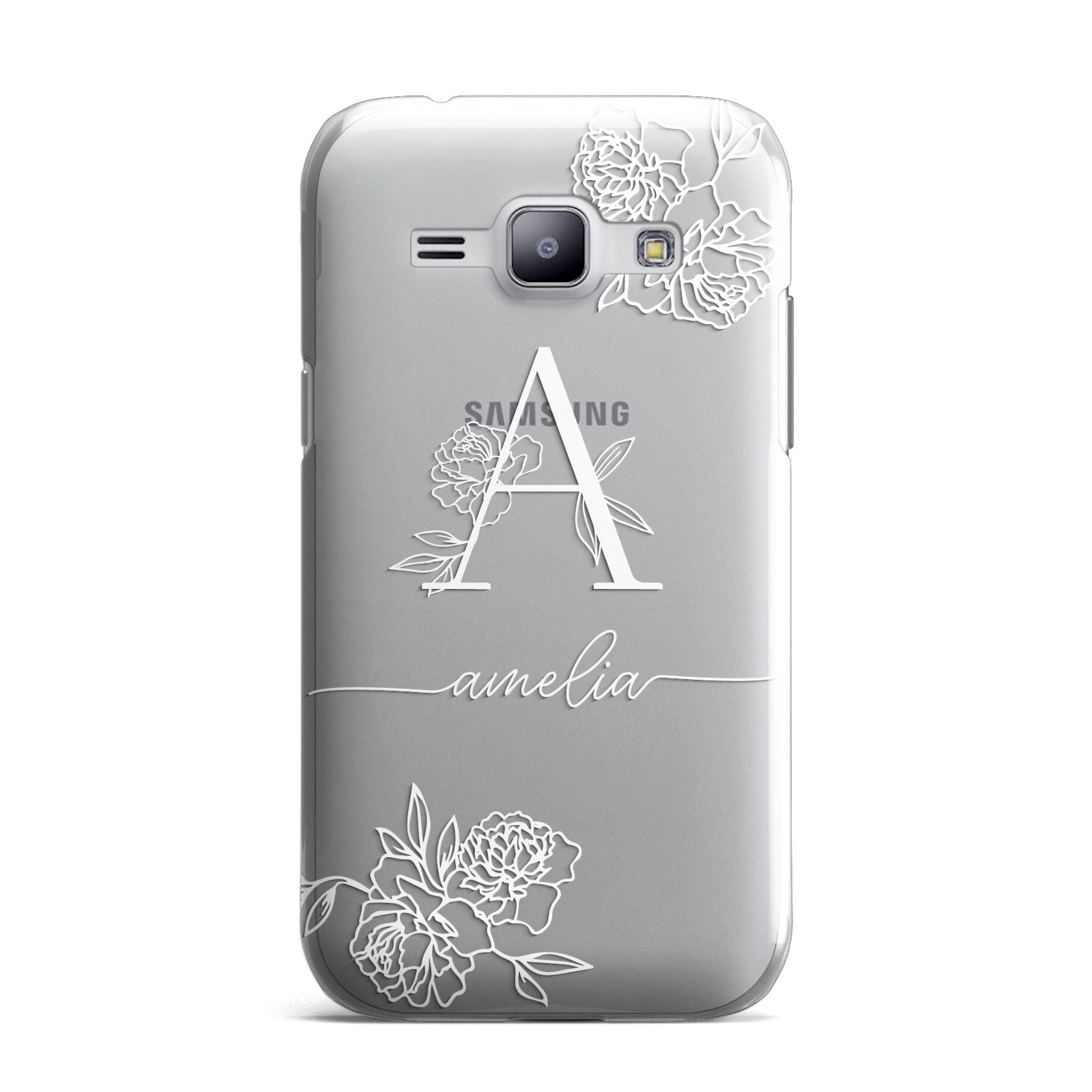 Personalised Floral Initial with Name Samsung Galaxy J1 2015 Case