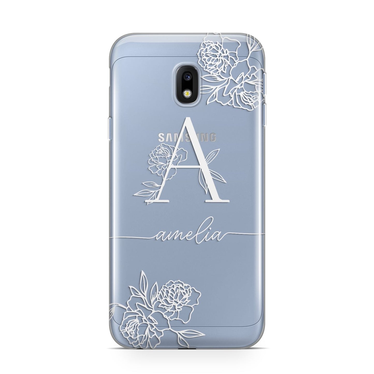 Personalised Floral Initial with Name Samsung Galaxy J3 2017 Case