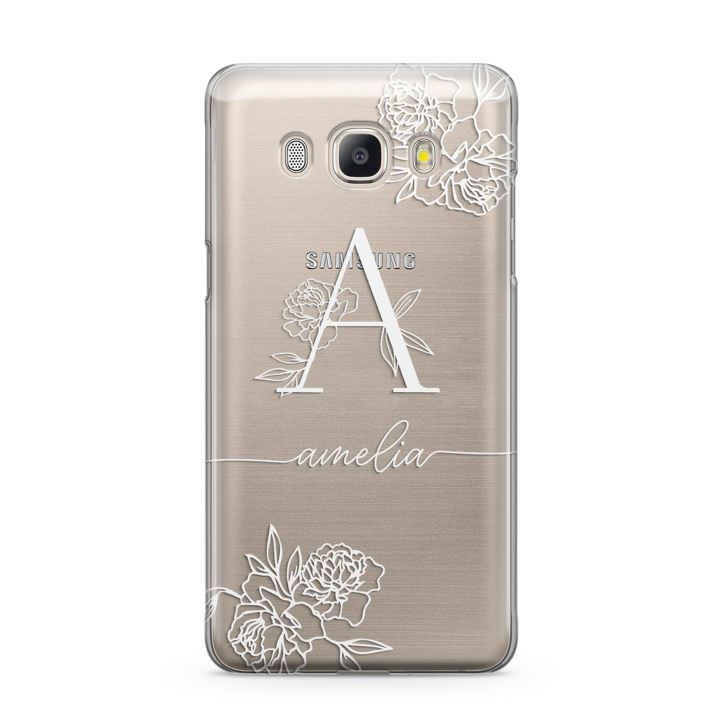 Personalised Floral Initial with Name Samsung Galaxy J5 2016 Case