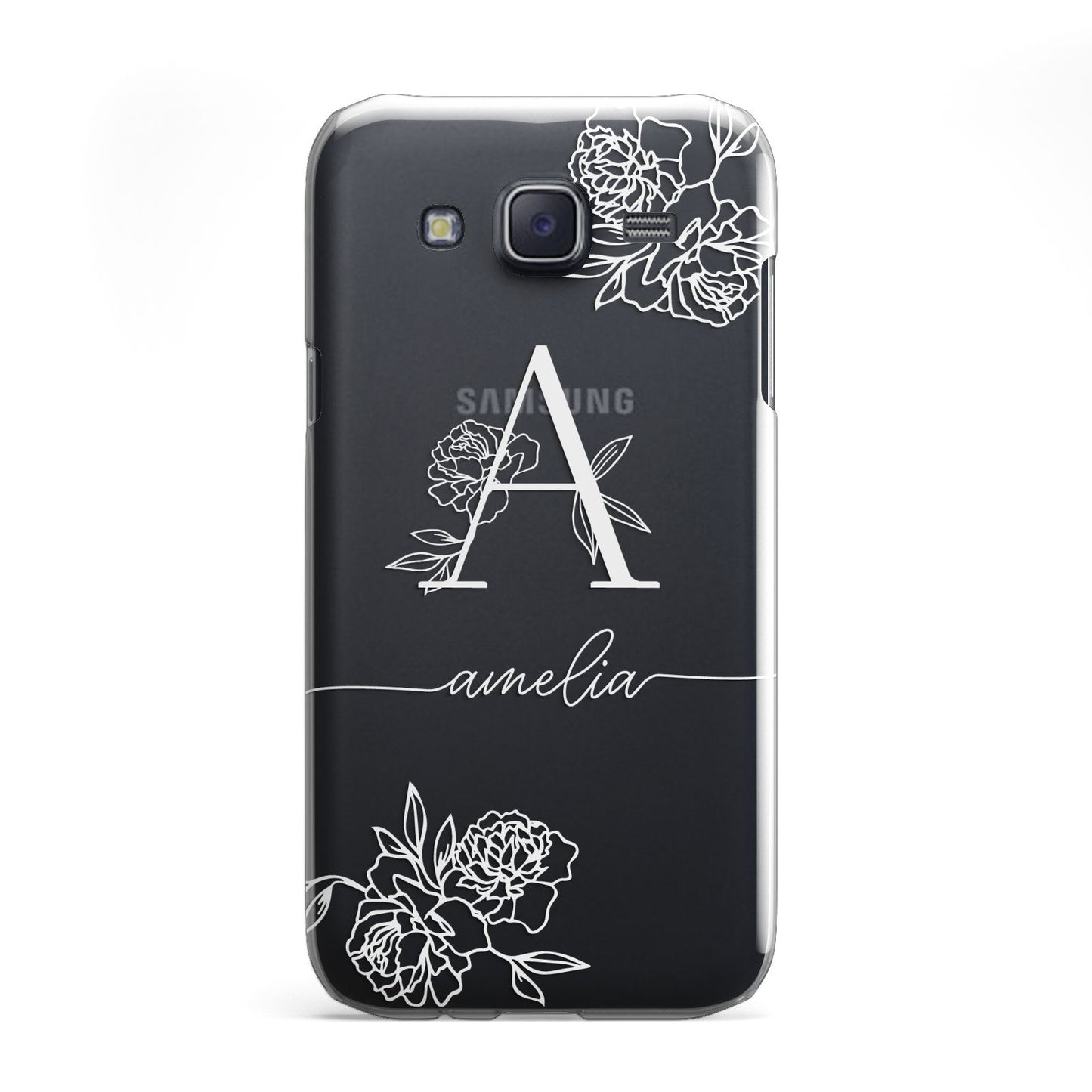 Personalised Floral Initial with Name Samsung Galaxy J5 Case