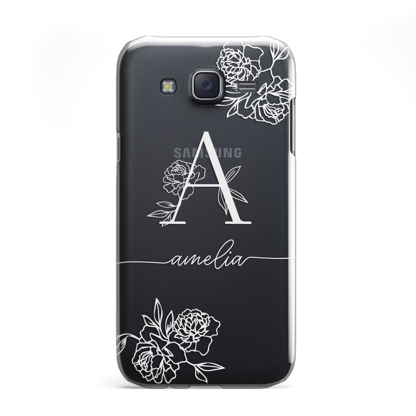 Personalised Floral Initial with Name Samsung Galaxy J5 Case