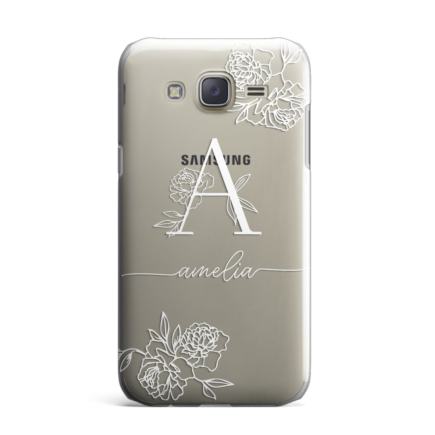Personalised Floral Initial with Name Samsung Galaxy J7 Case