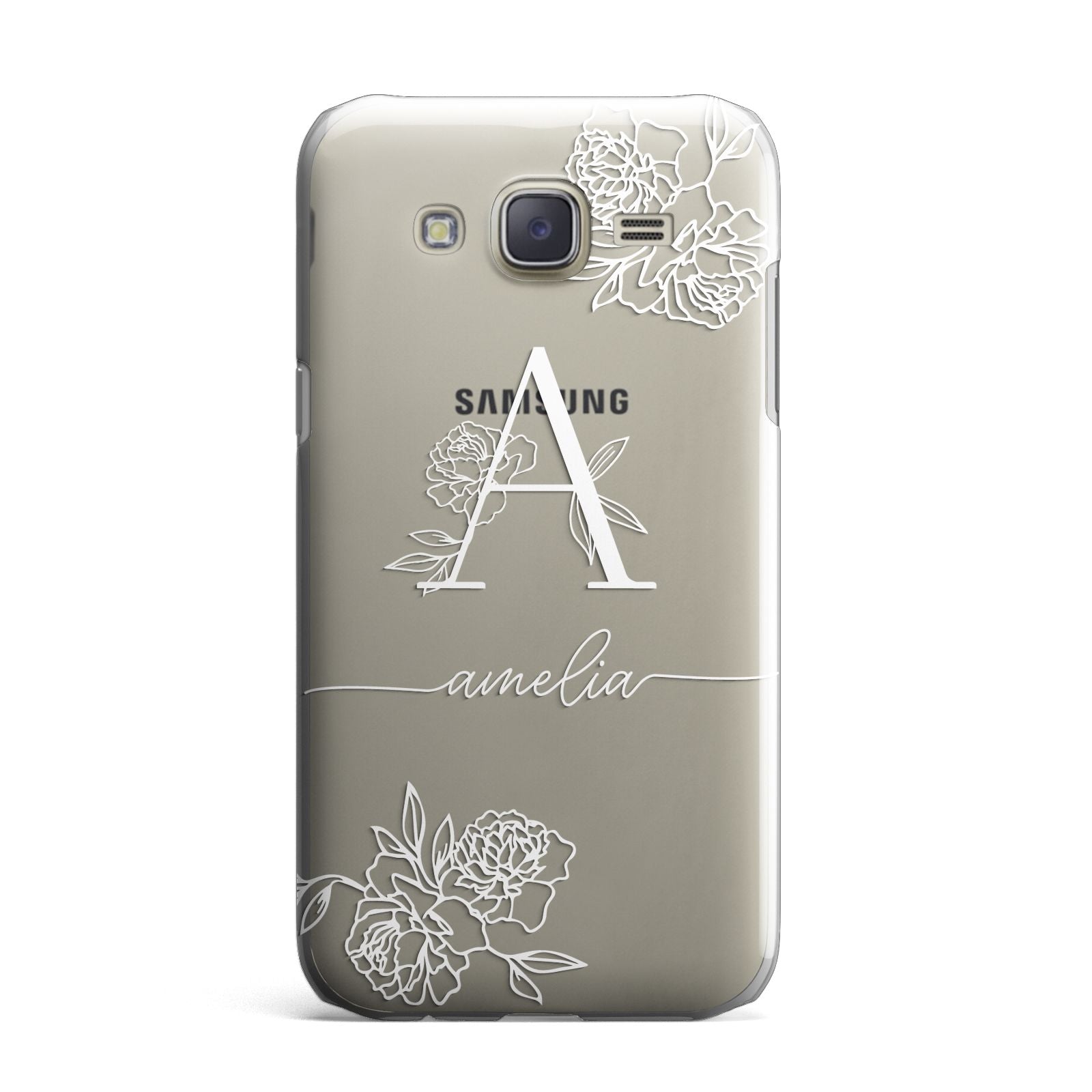 Personalised Floral Initial with Name Samsung Galaxy J7 Case