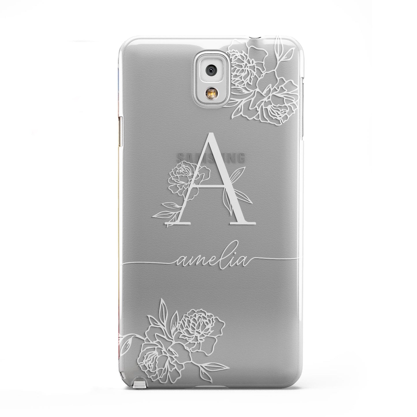 Personalised Floral Initial with Name Samsung Galaxy Note 3 Case