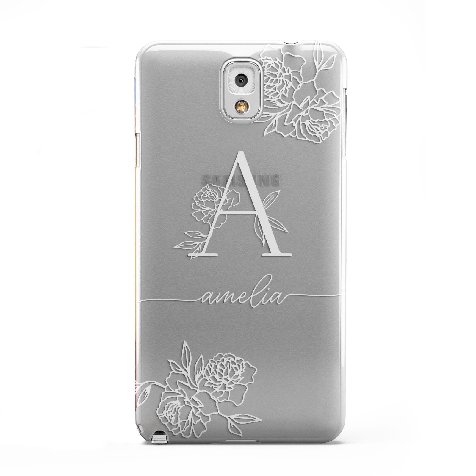 Personalised Floral Initial with Name Samsung Galaxy Note 3 Case