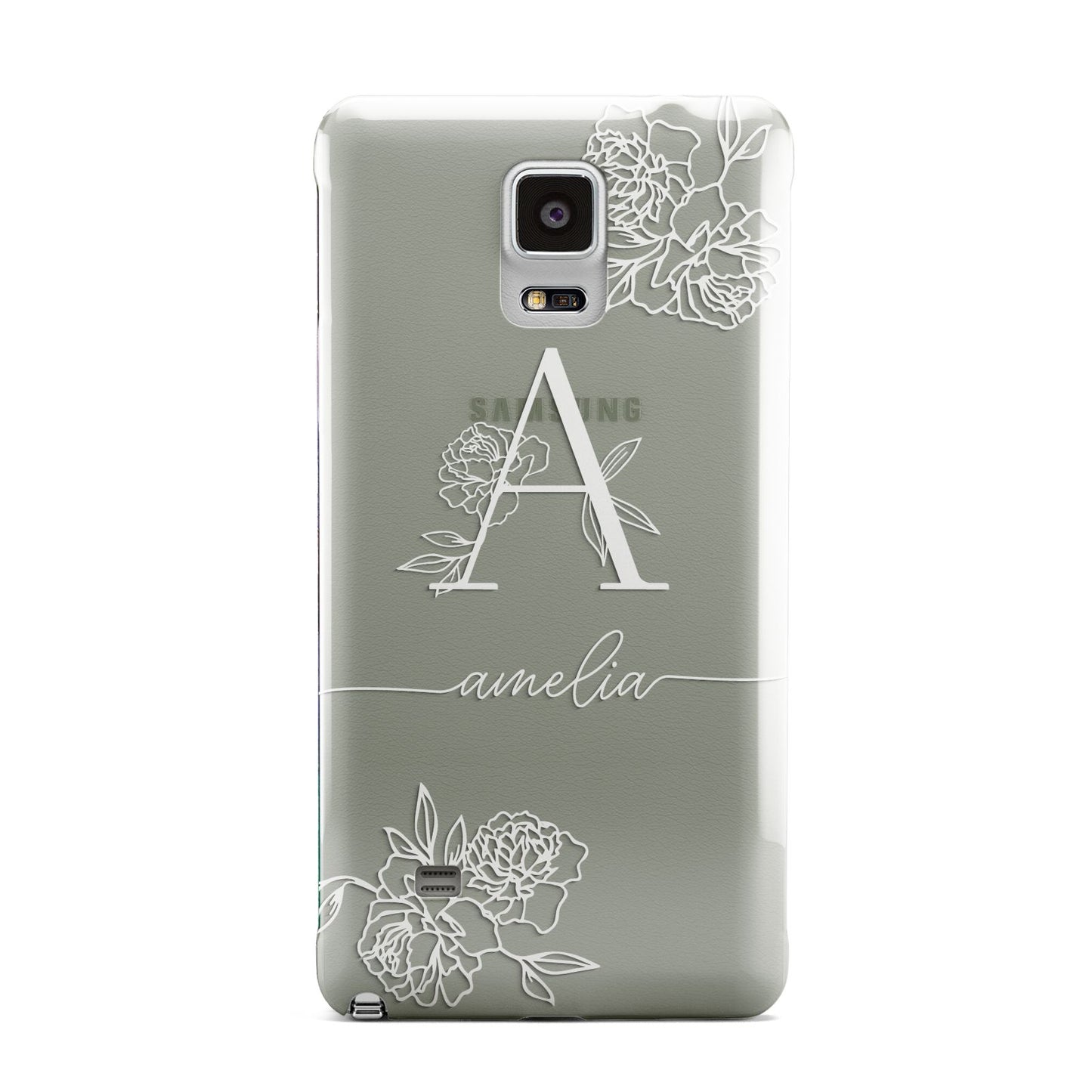 Personalised Floral Initial with Name Samsung Galaxy Note 4 Case
