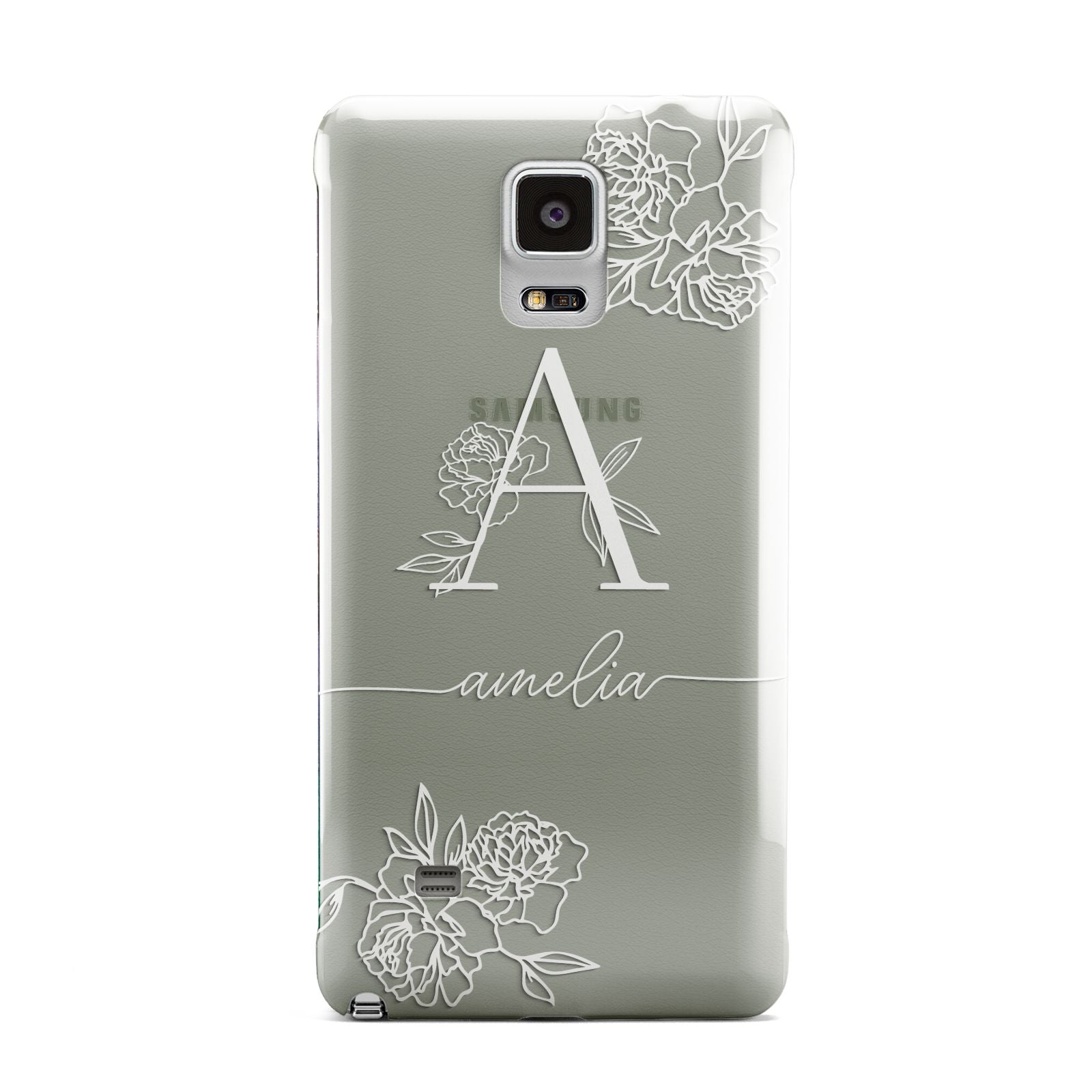 Personalised Floral Initial with Name Samsung Galaxy Note 4 Case