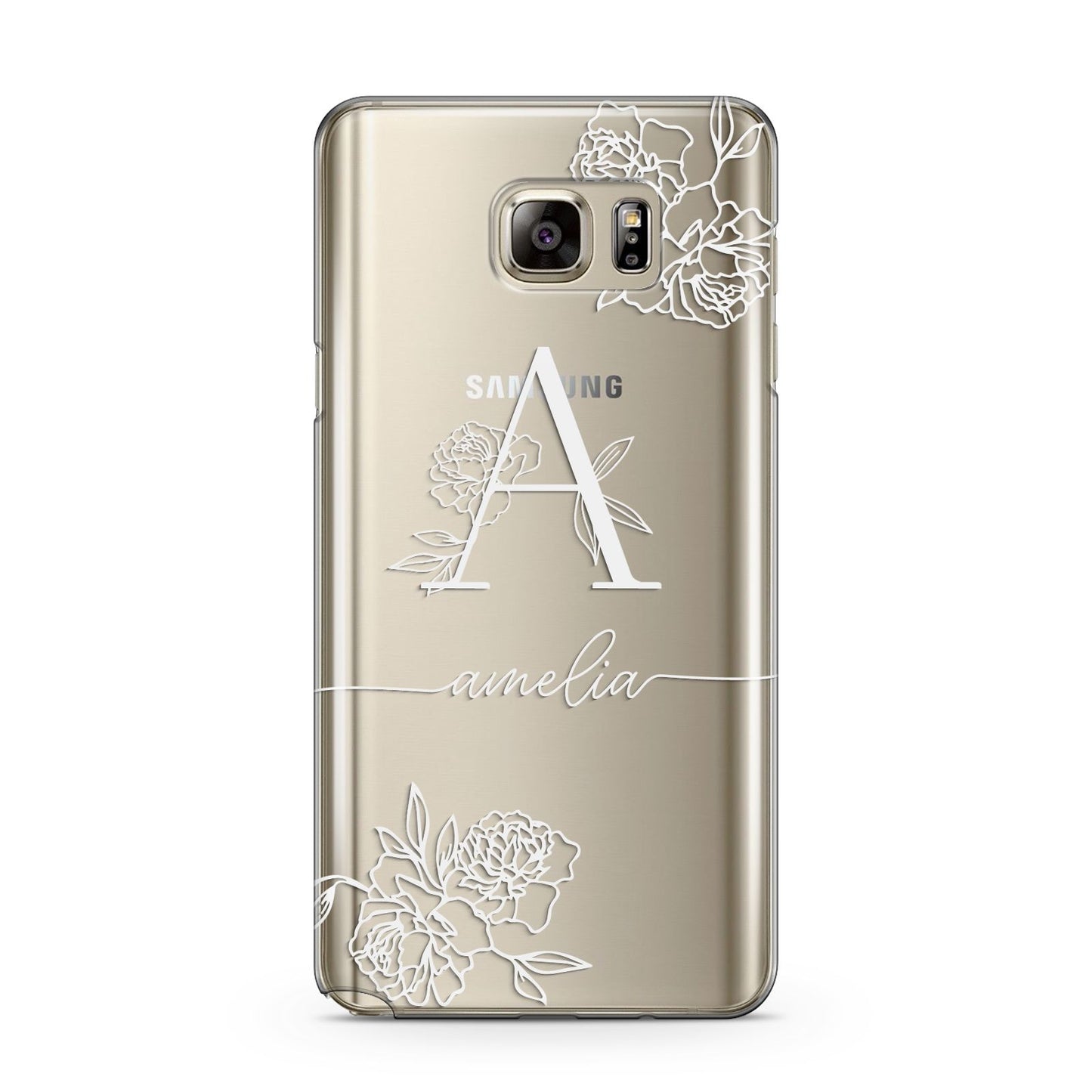 Personalised Floral Initial with Name Samsung Galaxy Note 5 Case