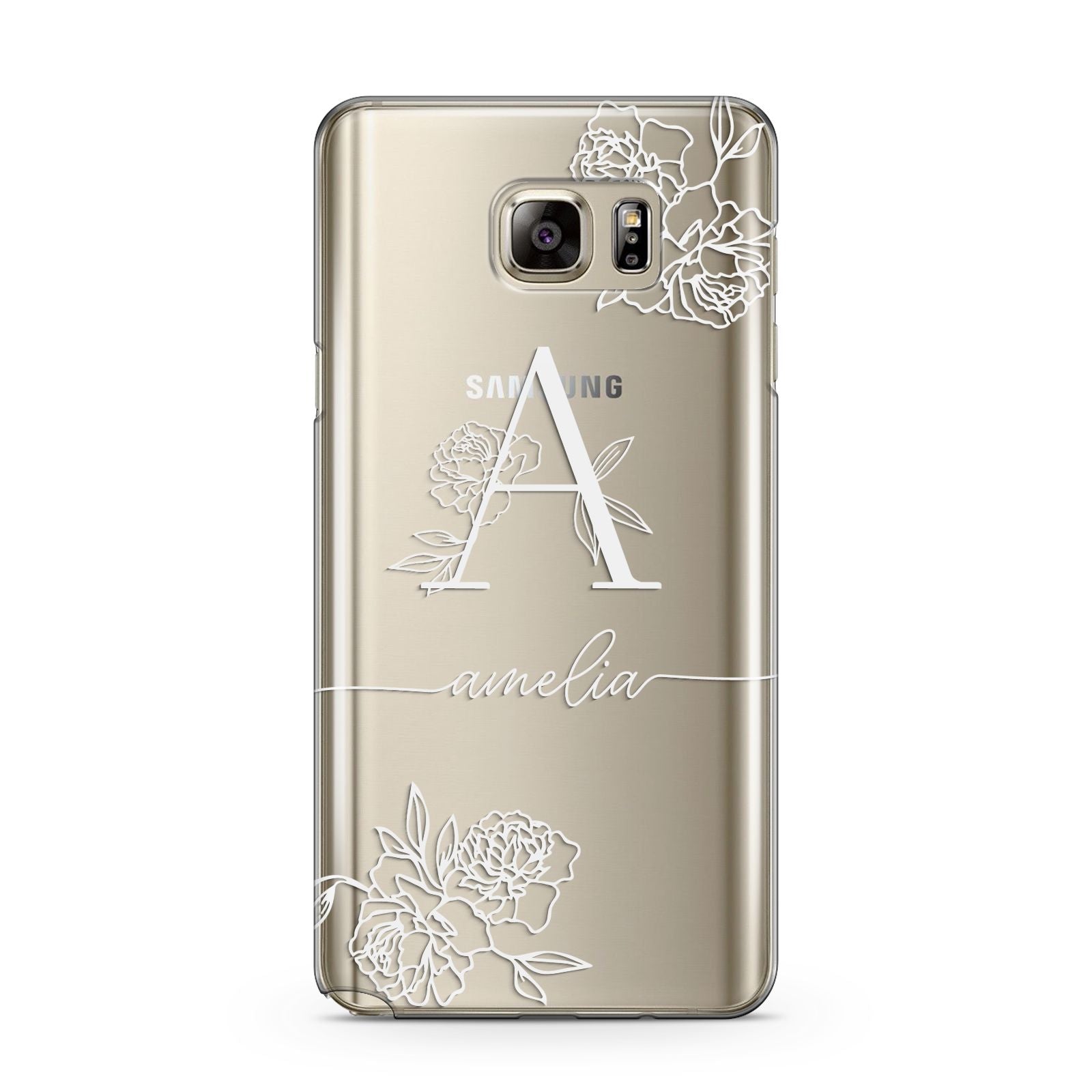 Personalised Floral Initial with Name Samsung Galaxy Note 5 Case