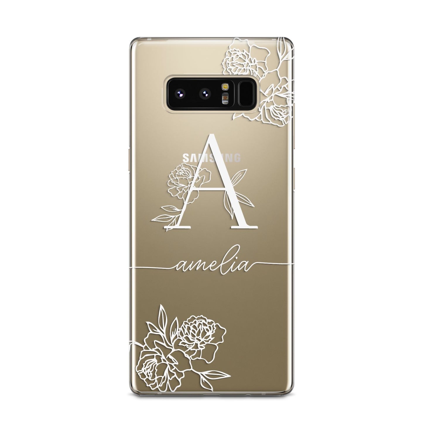Personalised Floral Initial with Name Samsung Galaxy Note 8 Case