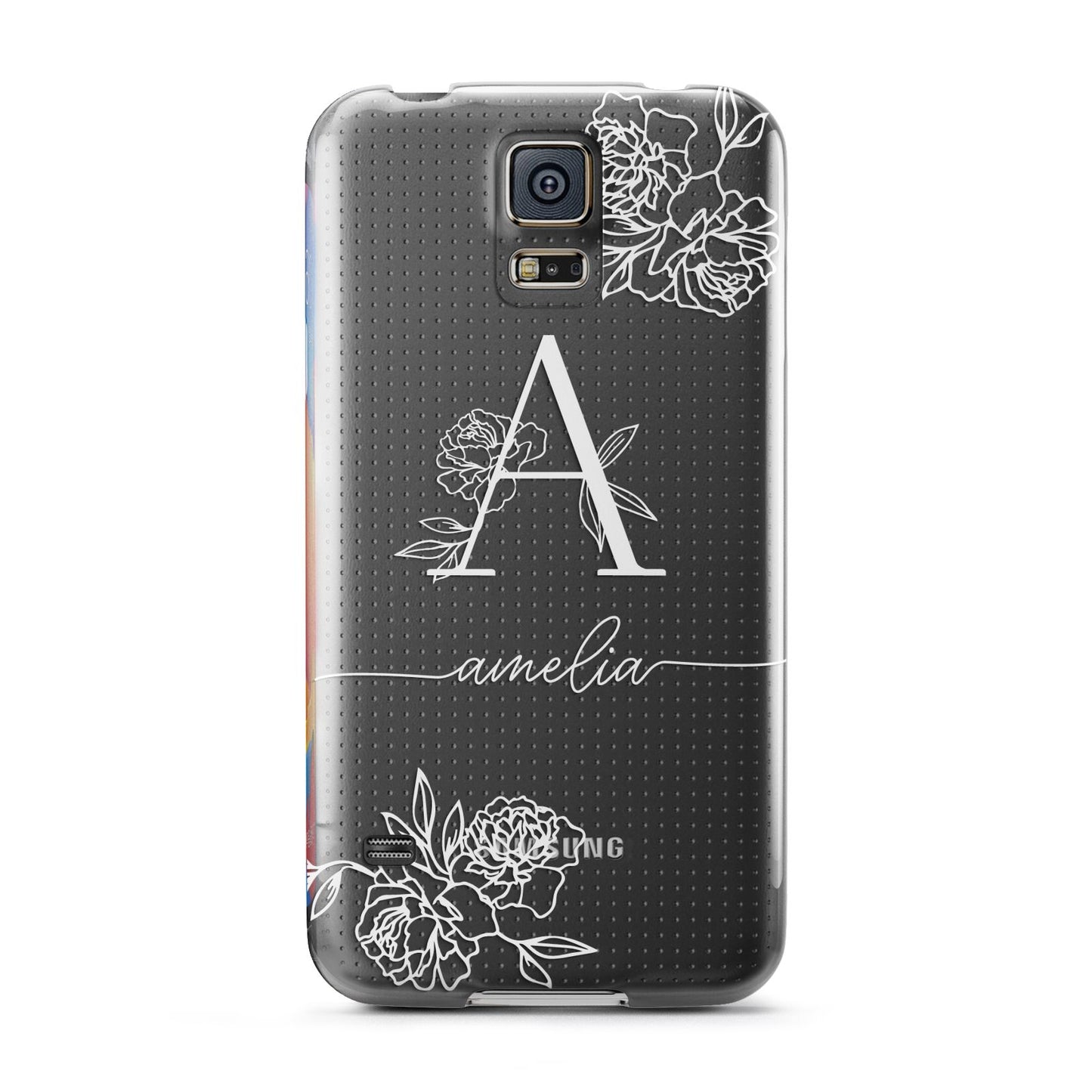 Personalised Floral Initial with Name Samsung Galaxy S5 Case