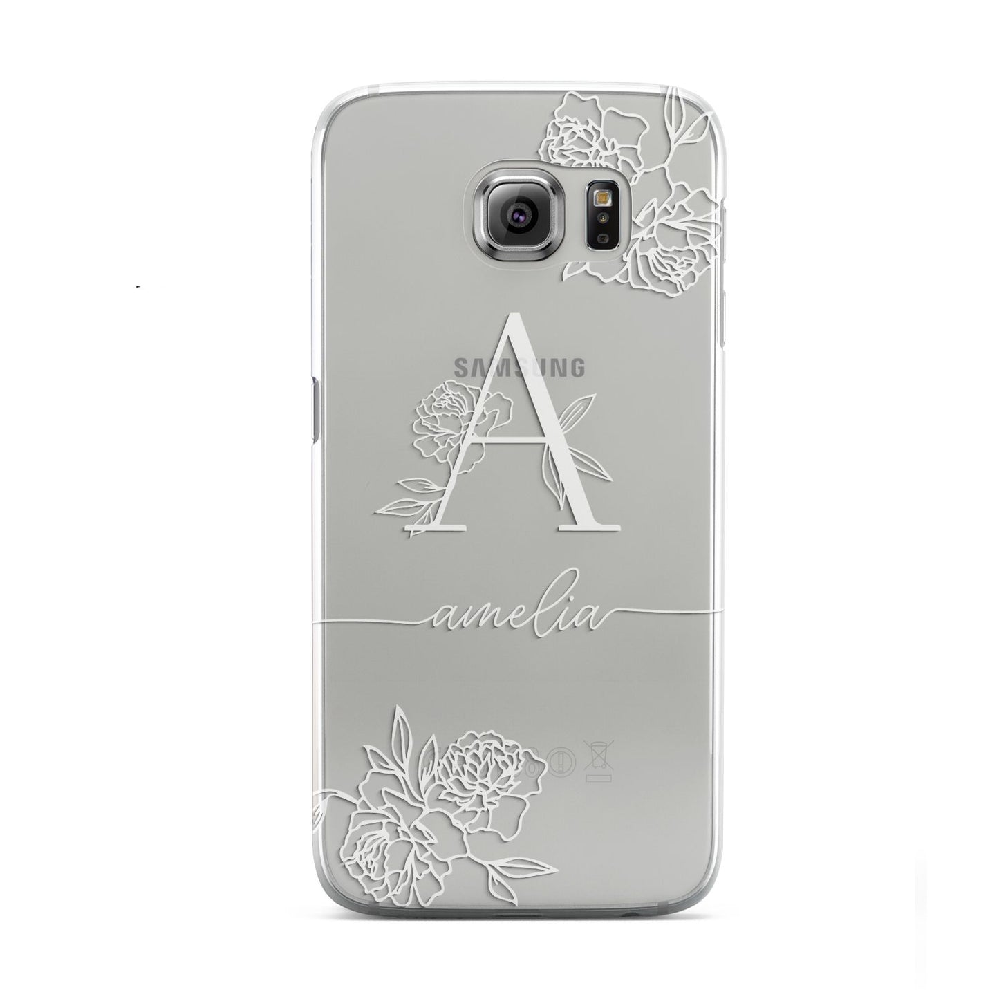 Personalised Floral Initial with Name Samsung Galaxy S6 Case