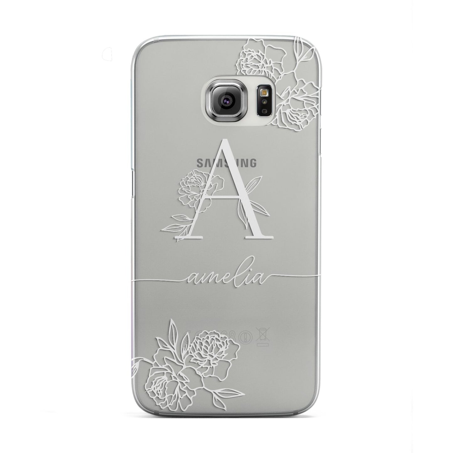 Personalised Floral Initial with Name Samsung Galaxy S6 Edge Case