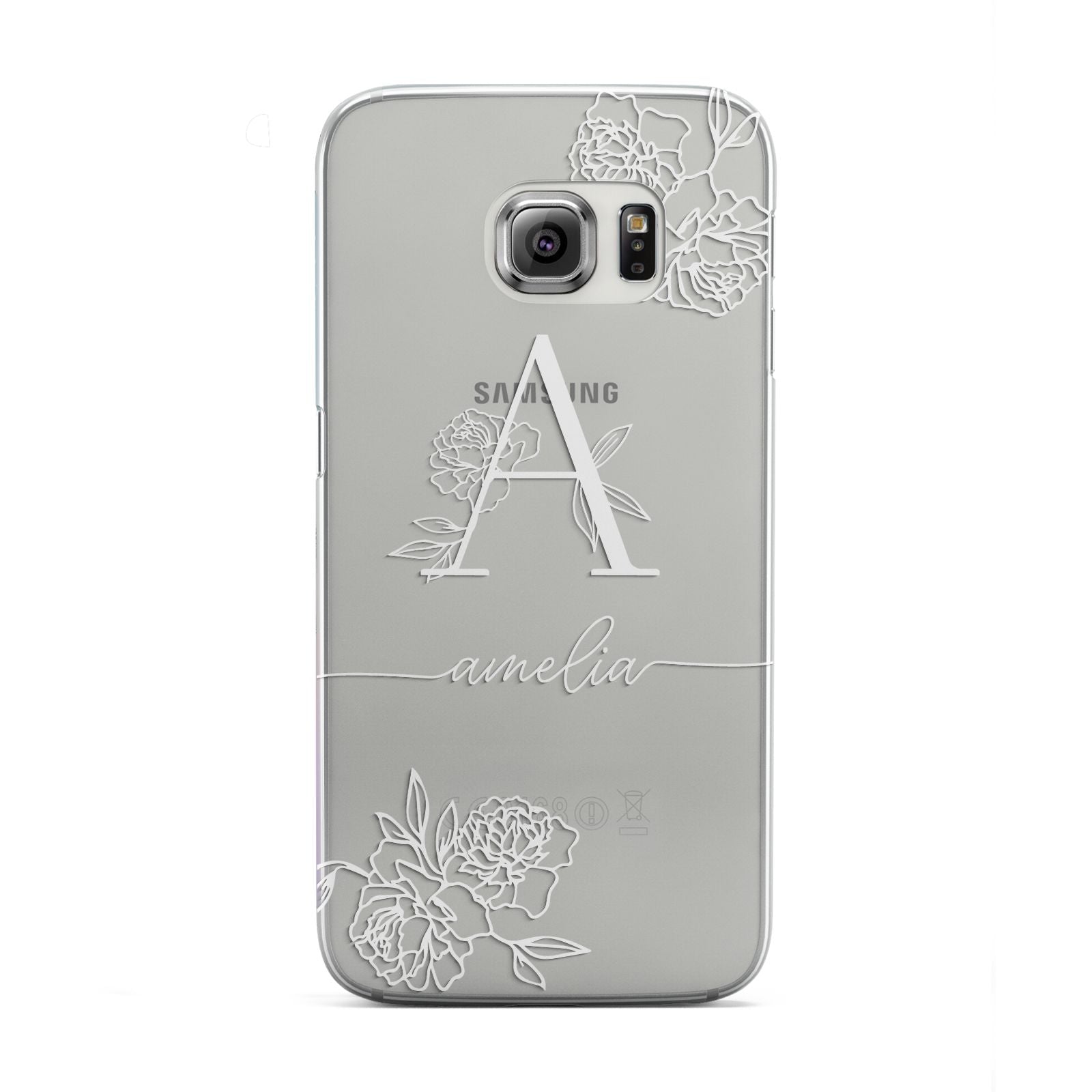 Personalised Floral Initial with Name Samsung Galaxy S6 Edge Case