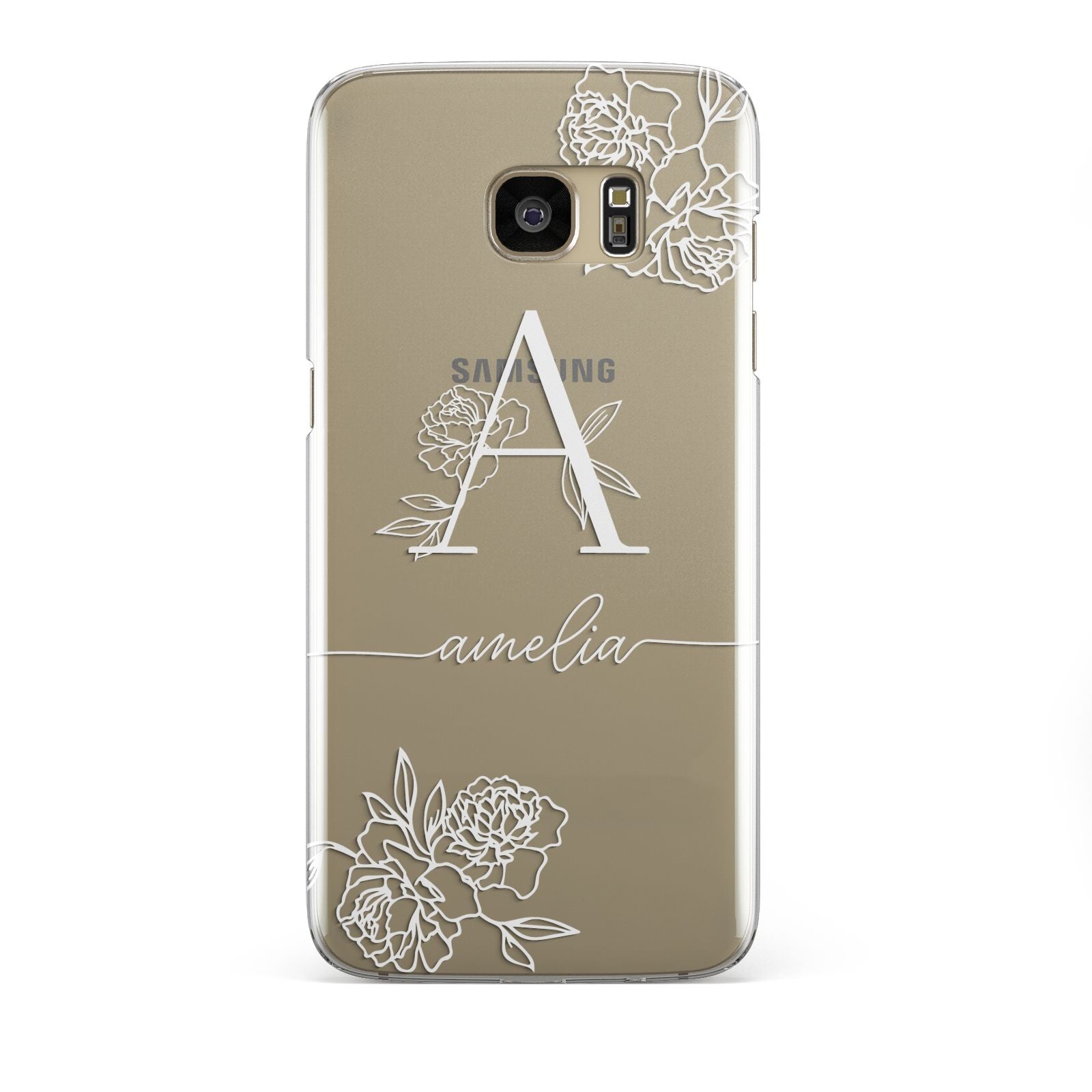 Personalised Floral Initial with Name Samsung Galaxy S7 Edge Case