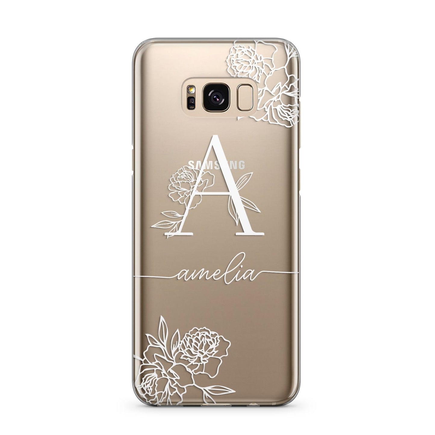 Personalised Floral Initial with Name Samsung Galaxy S8 Plus Case
