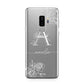 Personalised Floral Initial with Name Samsung Galaxy S9 Plus Case on Silver phone