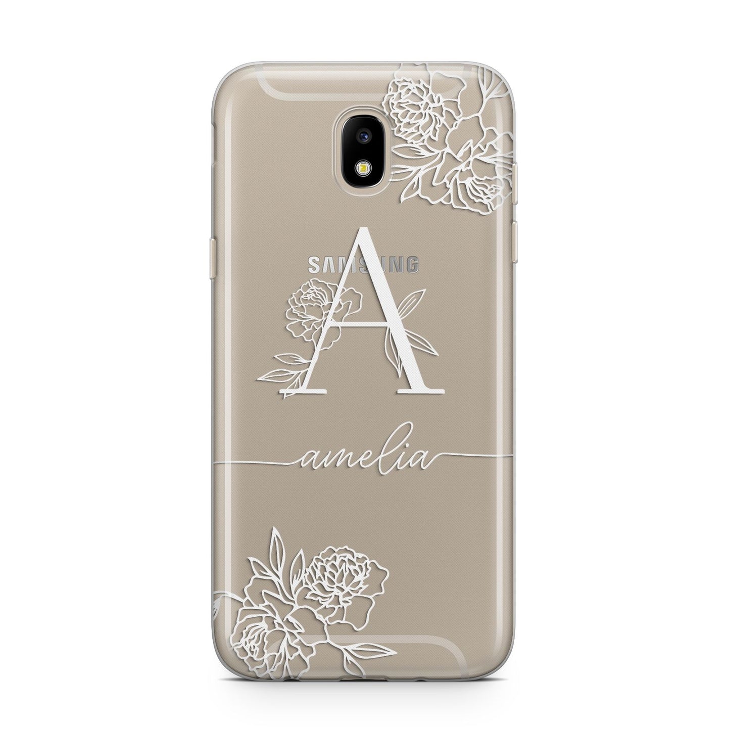 Personalised Floral Initial with Name Samsung J5 2017 Case