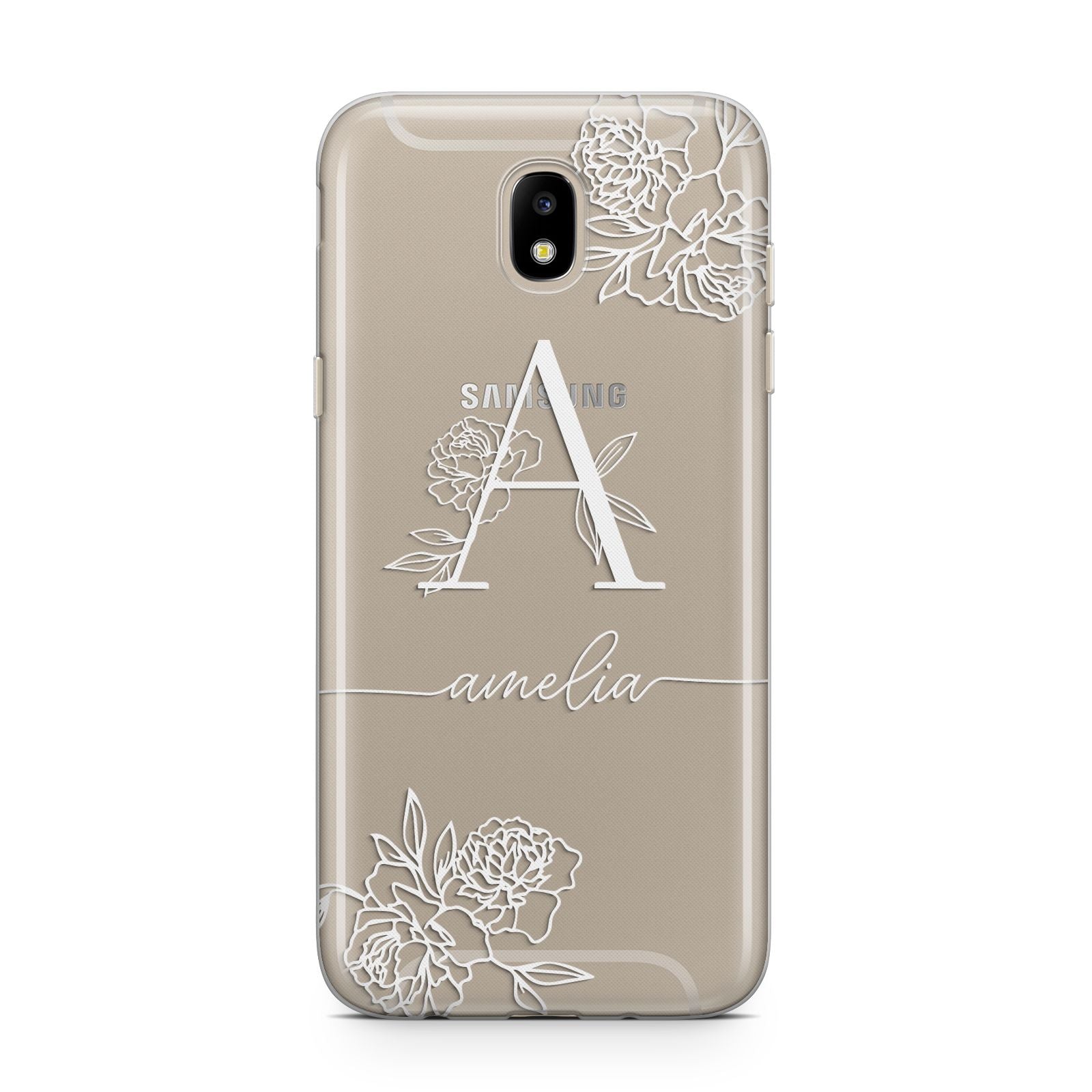 Personalised Floral Initial with Name Samsung J5 2017 Case