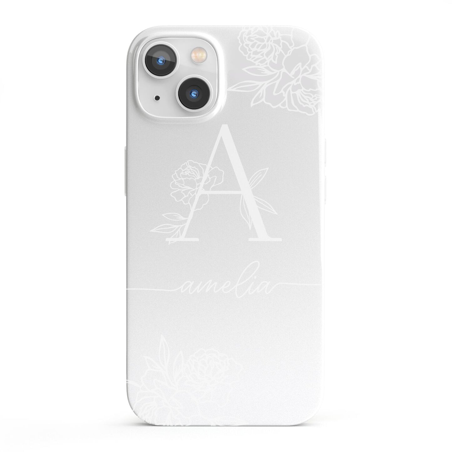 Personalised Floral Initial with Name iPhone 13 Full Wrap 3D Snap Case